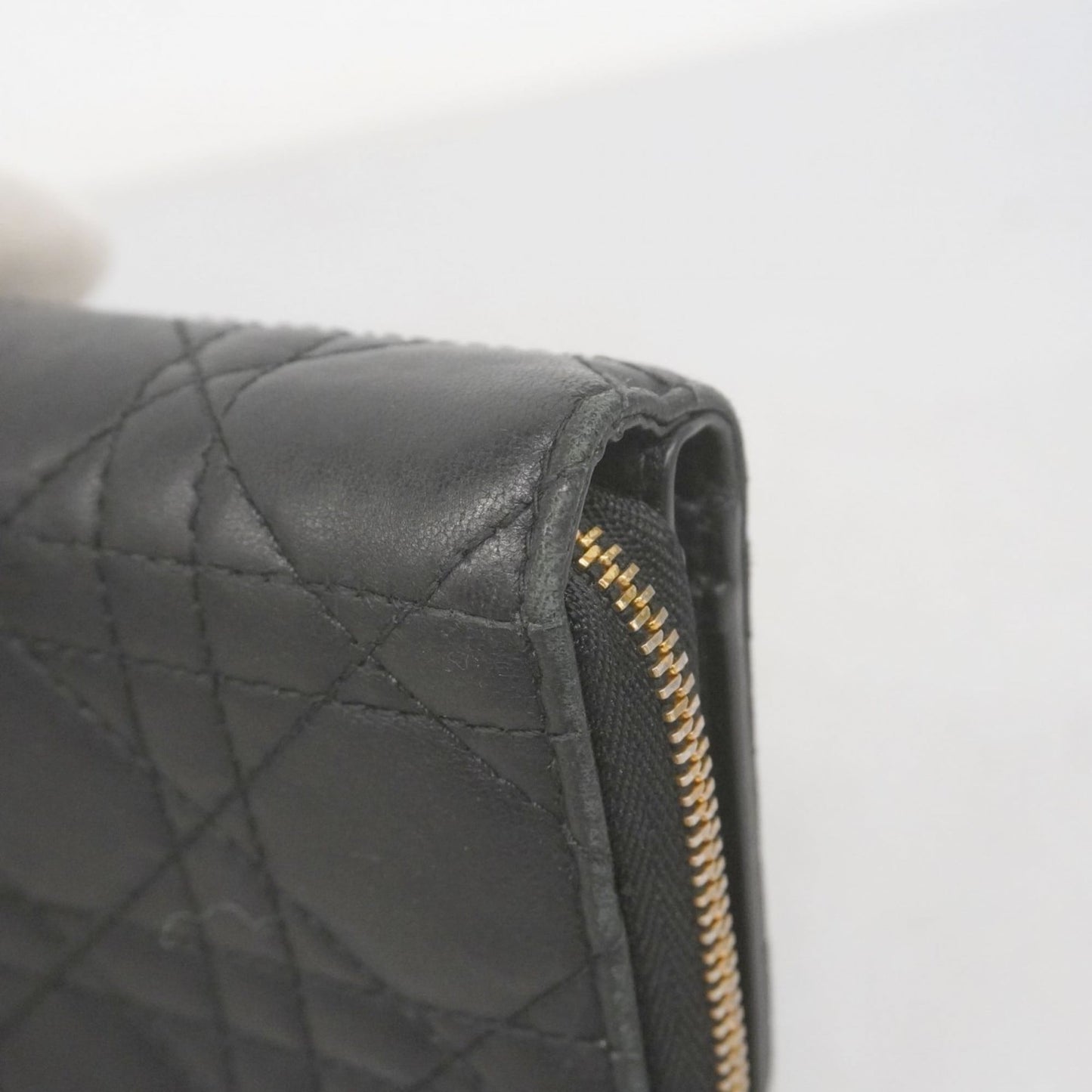 Christian Dior Cannage Leather Wallet, Black, Women's