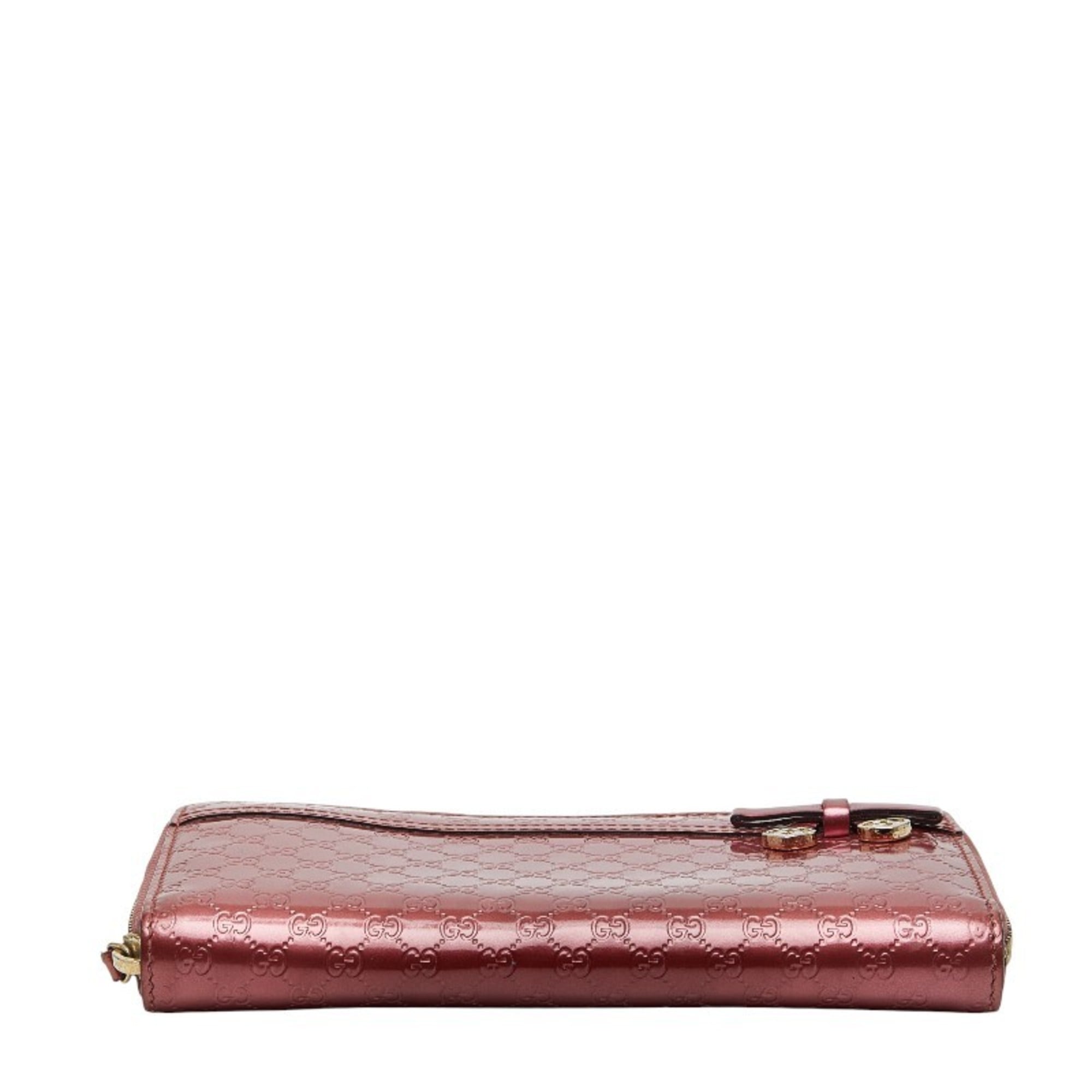 Gucci Micro Guccissima Ribbon Heart Round Zip Long Wallet 307997 Pink Enamel Women's GUCCI