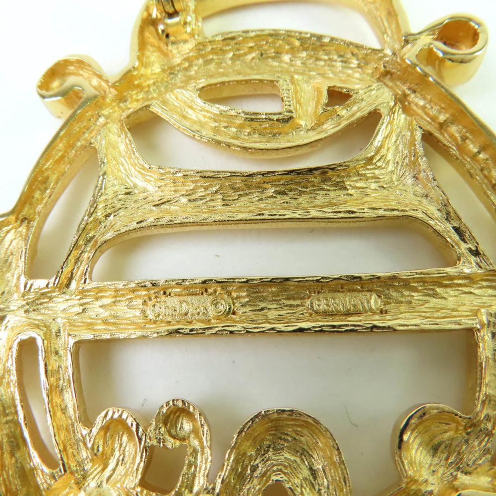 Christian Dior emblem logo design brooch accessory, gold, for women — Like New