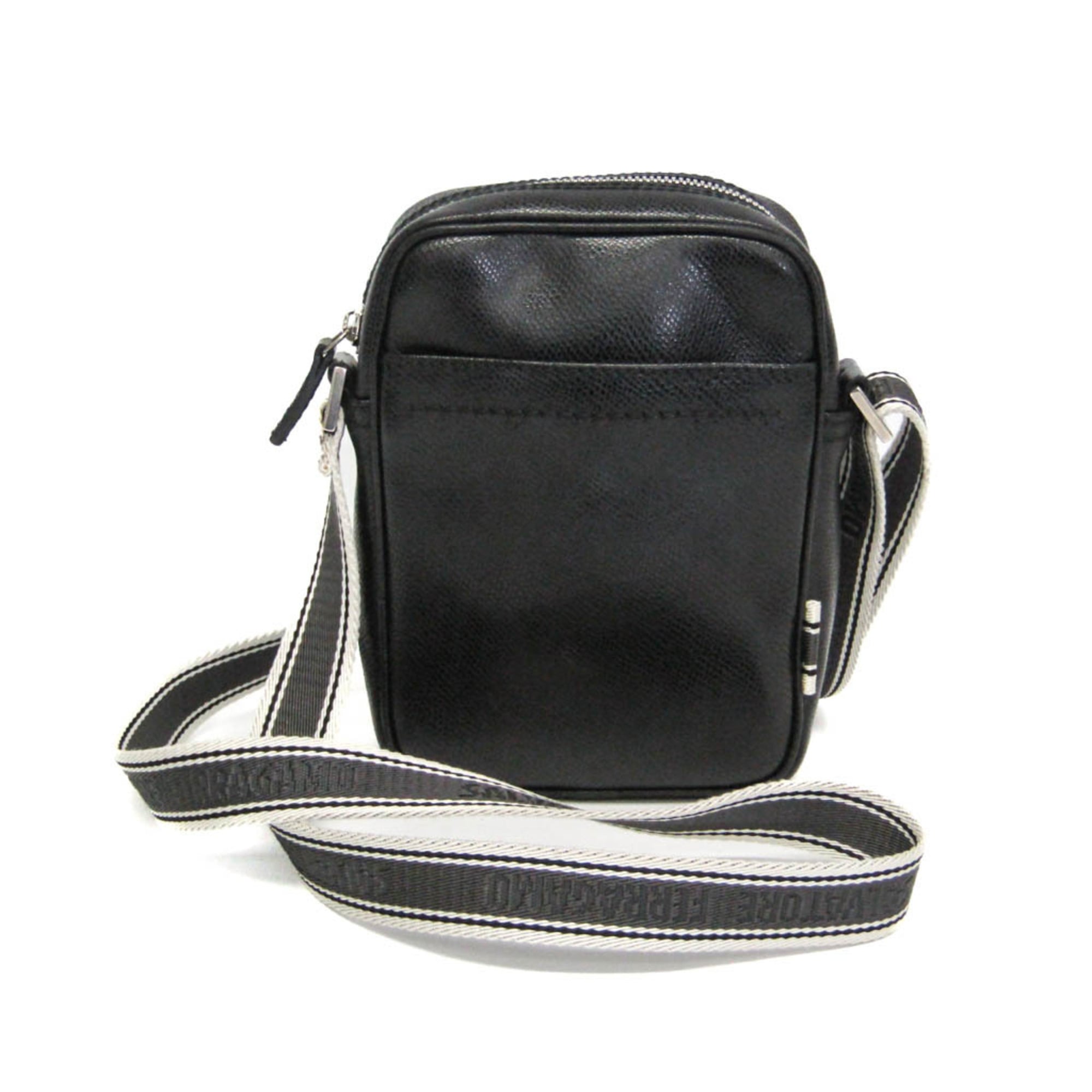 Salvatore Ferragamo FZ-24 8810 Men,Women Leather Shoulder Bag Black