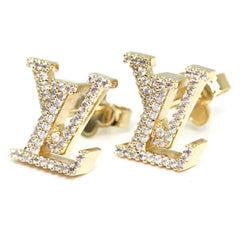 Louis Vuitton Earrings - LV Iconic Strass M00609 Gold Rhinestone Women's LOUIS VUITTON T5823 — Like New
