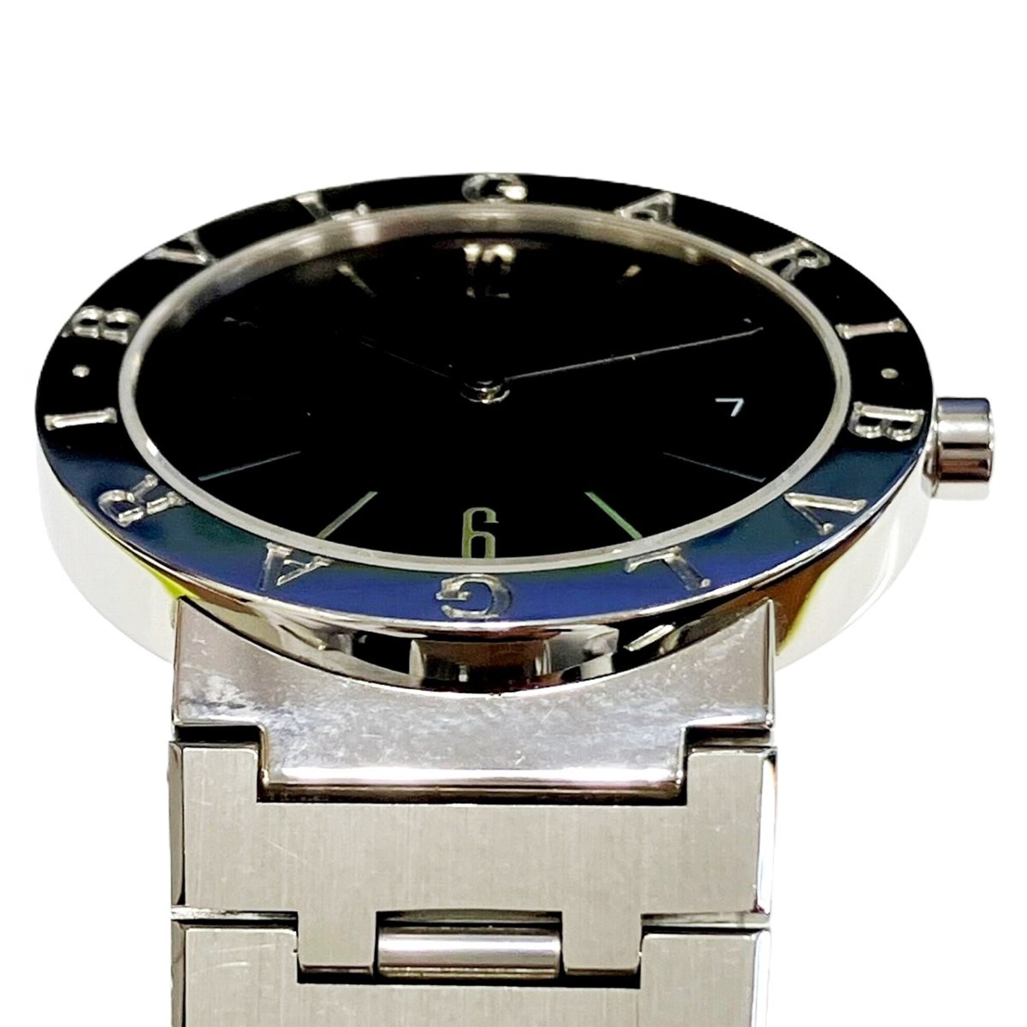 Bvlgari watch, total weight 78.8g, stainless steel, quartz movement, black dial, BB33SSD — Very Good