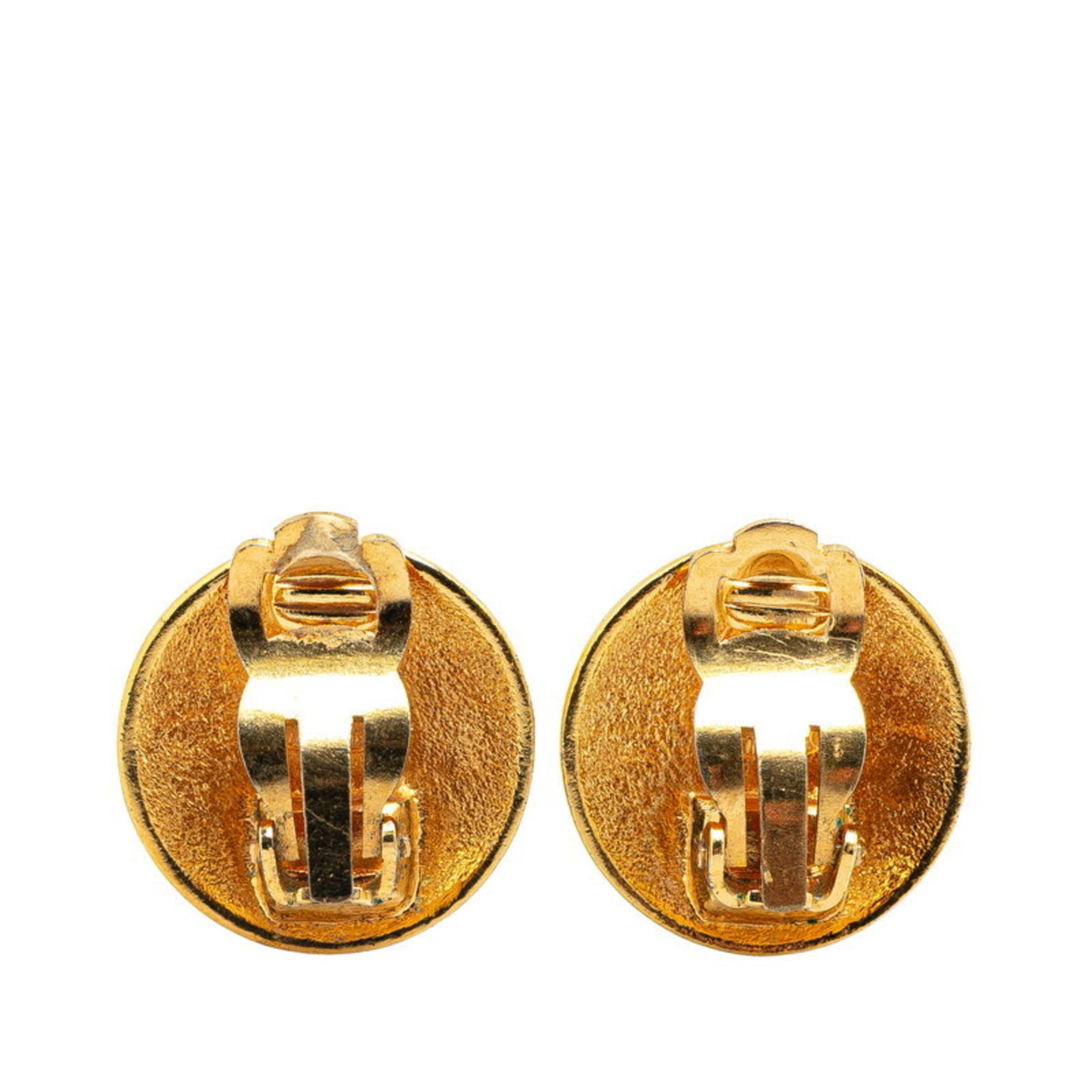 Vintage Chanel Coco Mark Crown Motif Round Earrings, Gold Plated, Women's, CHANEL