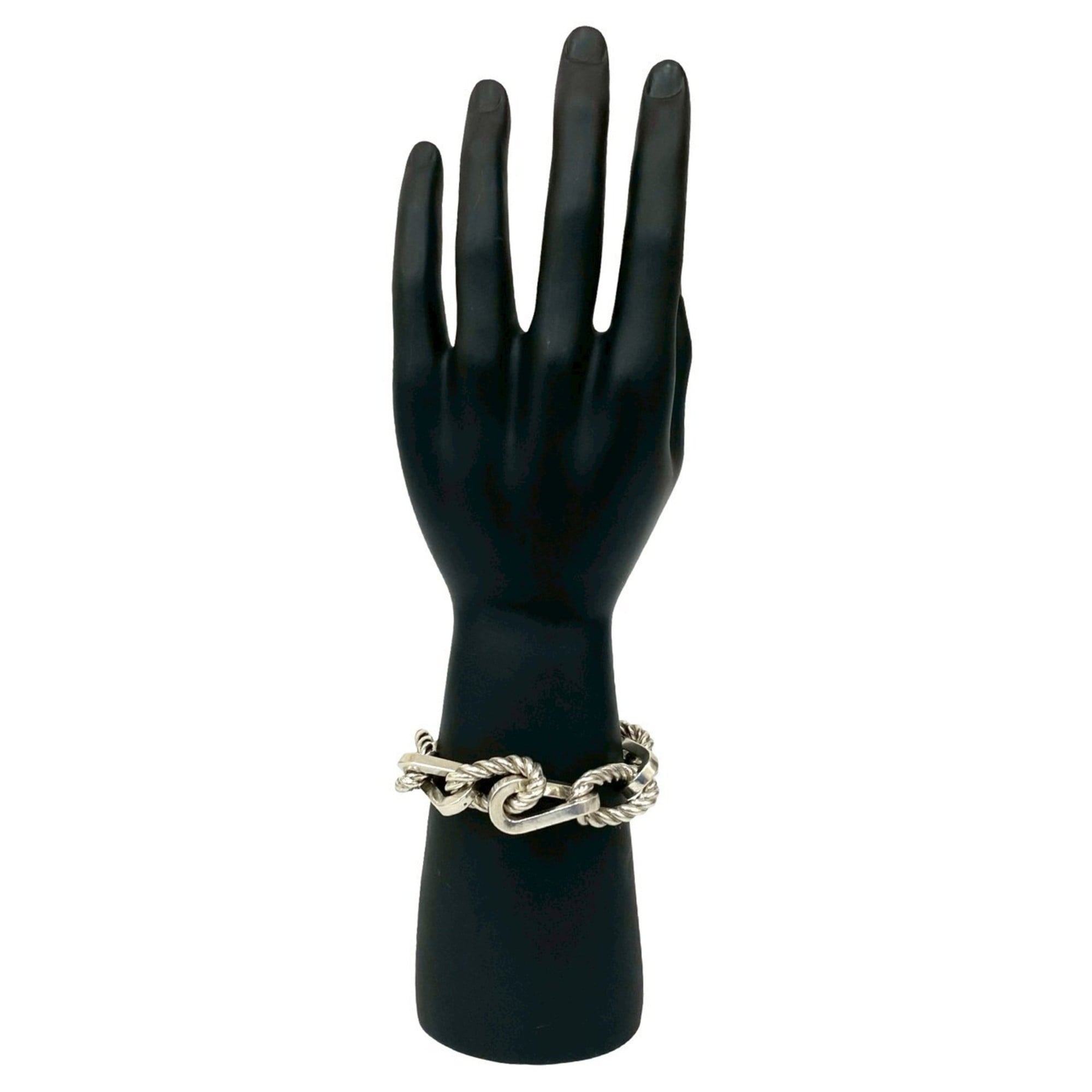 HERMES Chambord GM Bracelet, 925 Sterling Silver, Chain Bangle, 28628