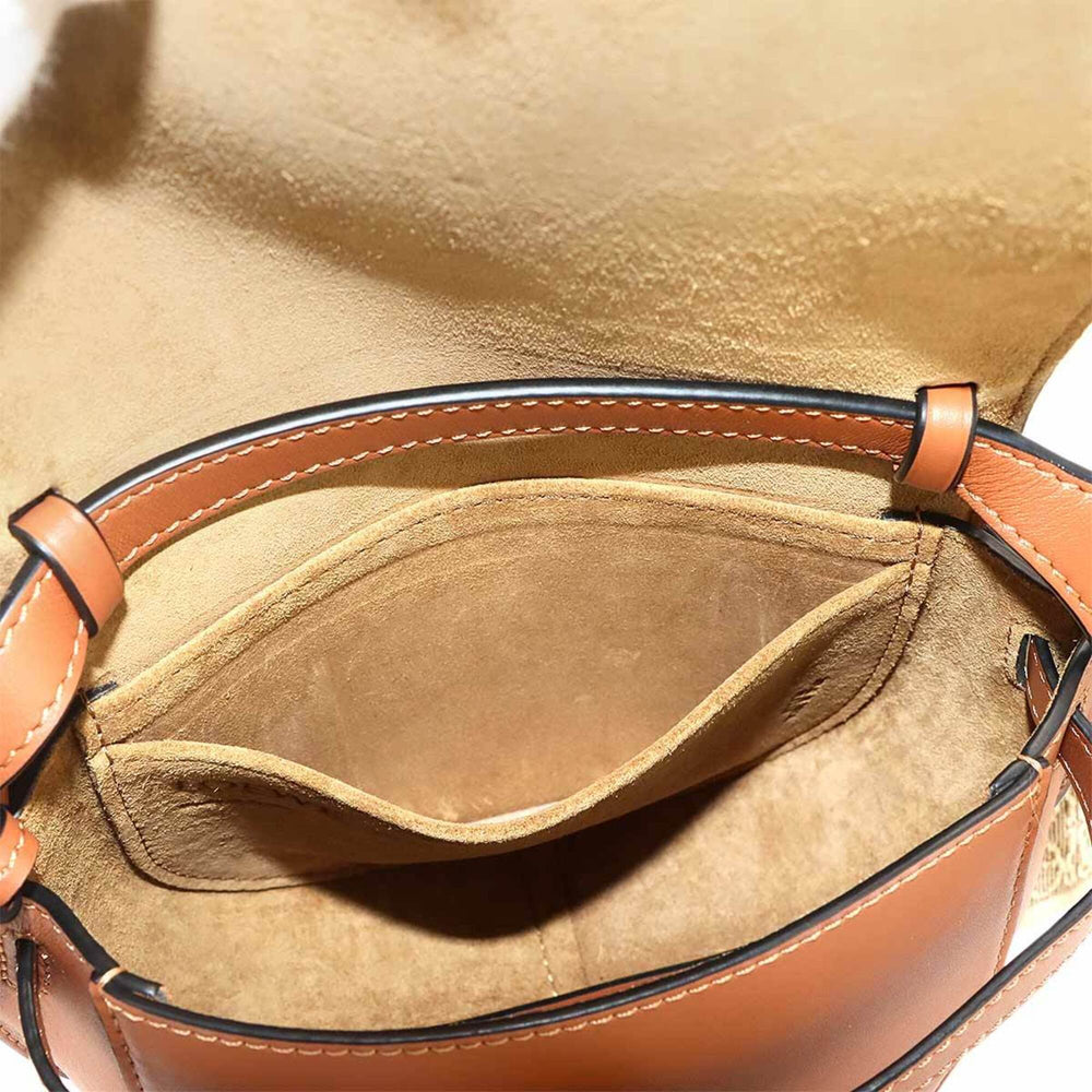 Loewe Mini Gate Dual Shoulder Handbag, Leather, Brown, Gold Hardware — Like New