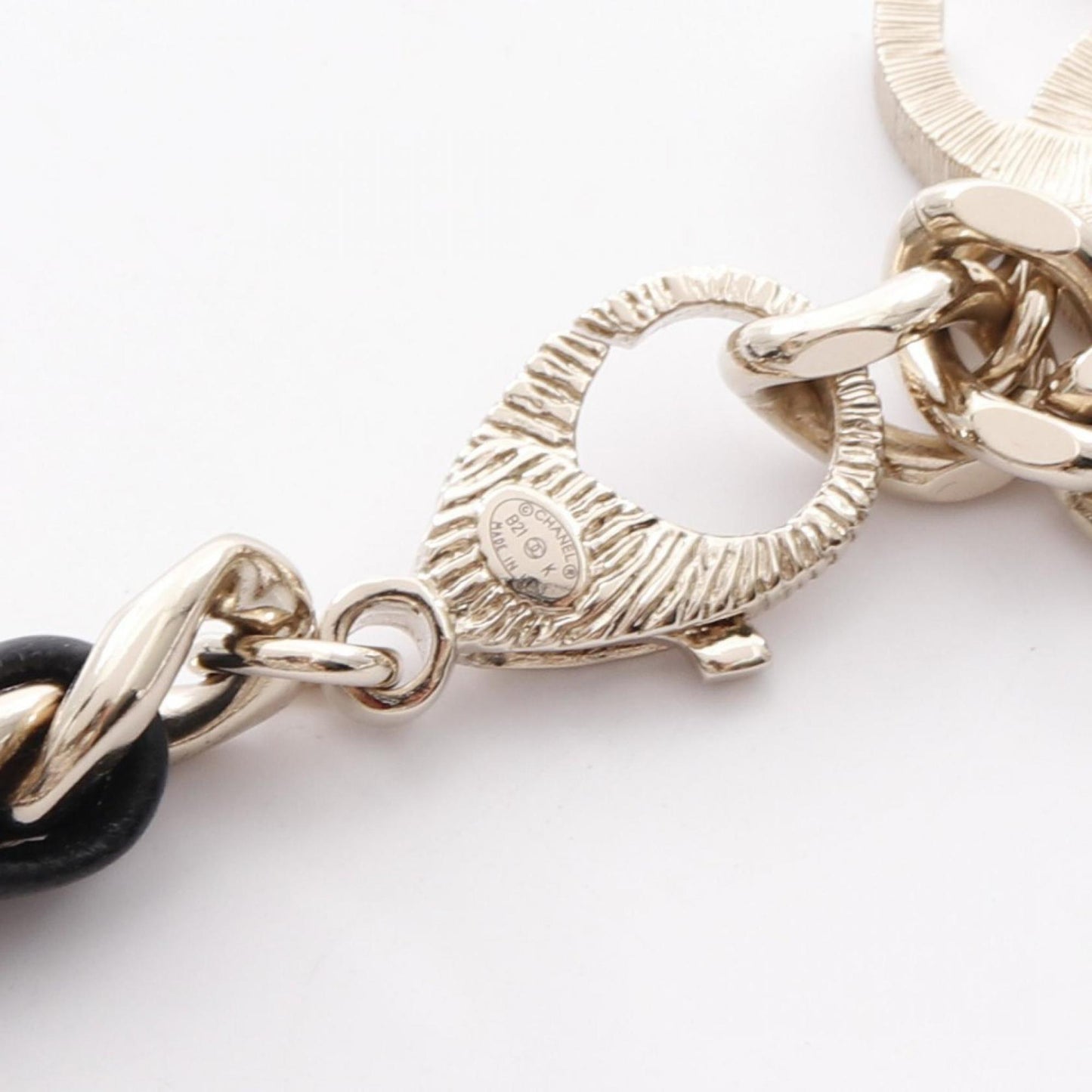 Chanel Coco Mark Heart Necklace, Gold-Plated Leather with Faux Pearl and Rhinestones, Women's, Gold Black