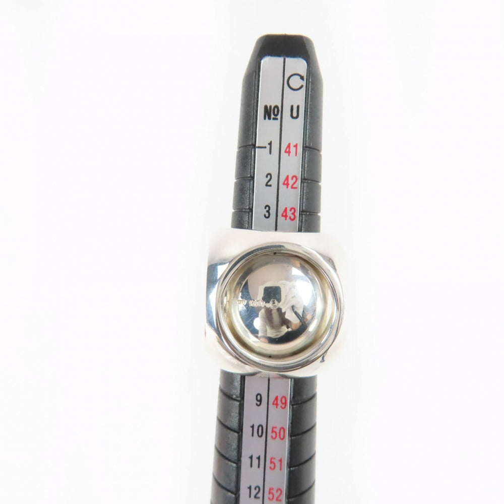 HERMES Vintage Extra Wide Sellier Ring AG925 Cube Silver Sizes 46-47-48 Weight 34.3g Women's — Like New