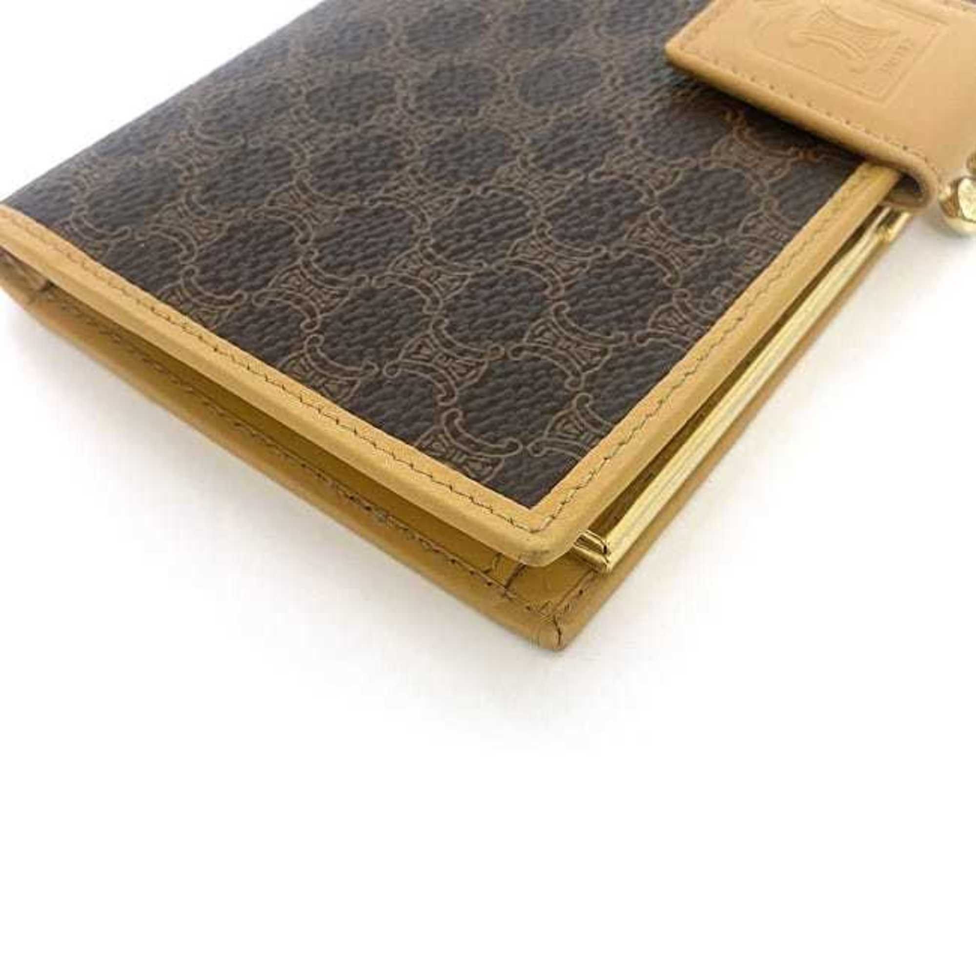 Celine Bi-fold Long Wallet ec-21985 Brown Beige Macadam PVC Leather M13 CELINE Folding