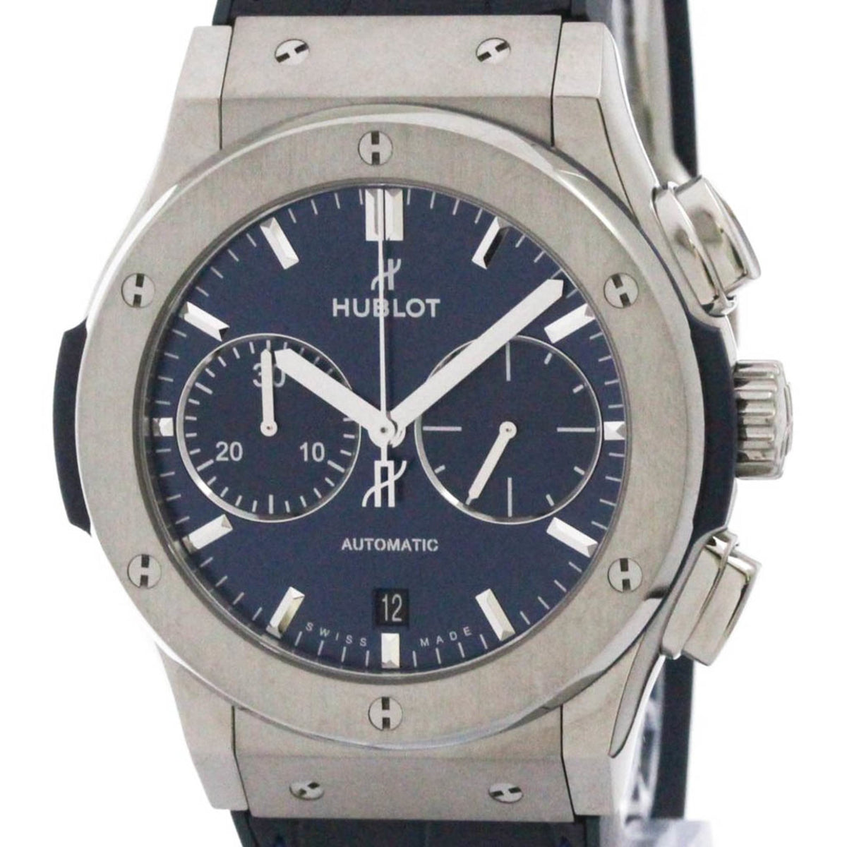 HUBLOT Classic Fusion Titanium Blue Mens Watch 521.NX.7170.LR Polished — Very Good