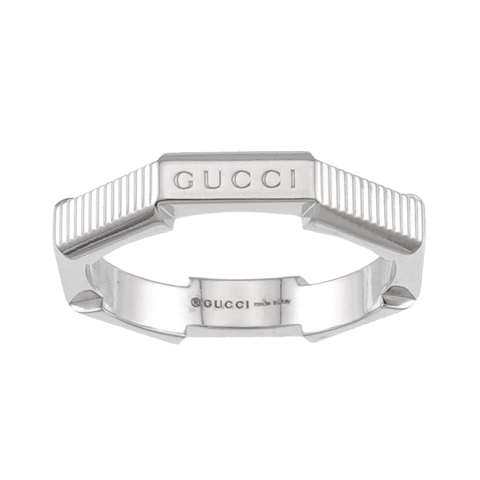 Gucci Link to Love Ring #13, 18K White Gold (750) — Like New