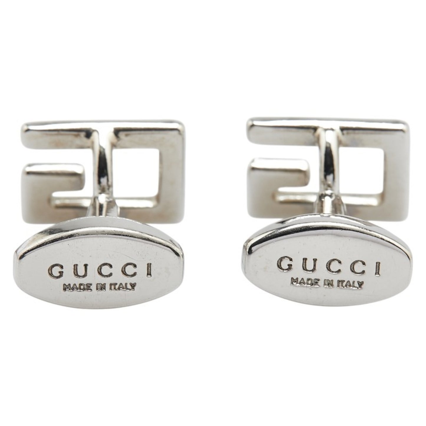 Gucci G logo cufflinks in silver metal for men.