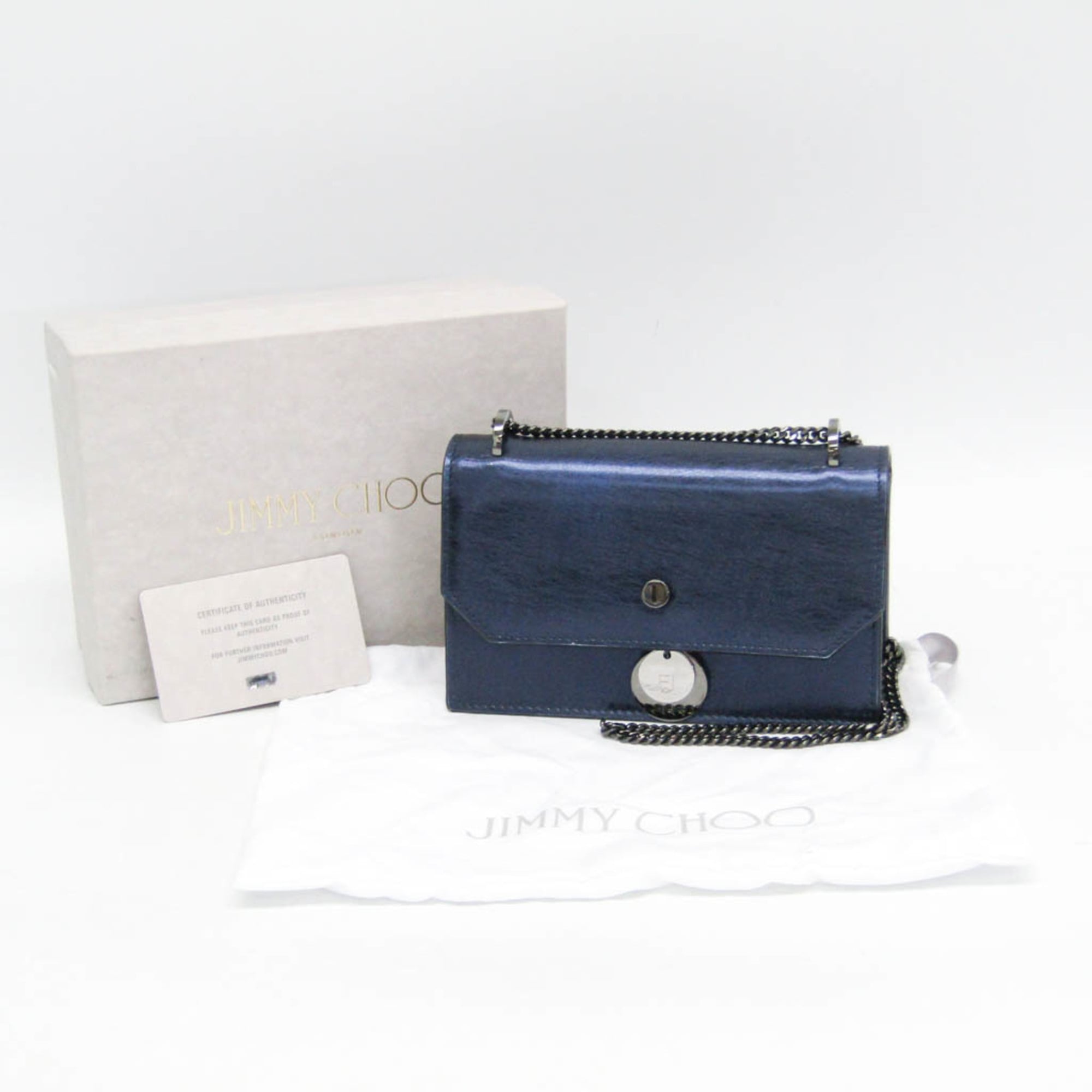 Jimmy Choo FINLEY 0C2585 Women's Leather Shoulder Bag Metallic Purple — Like New