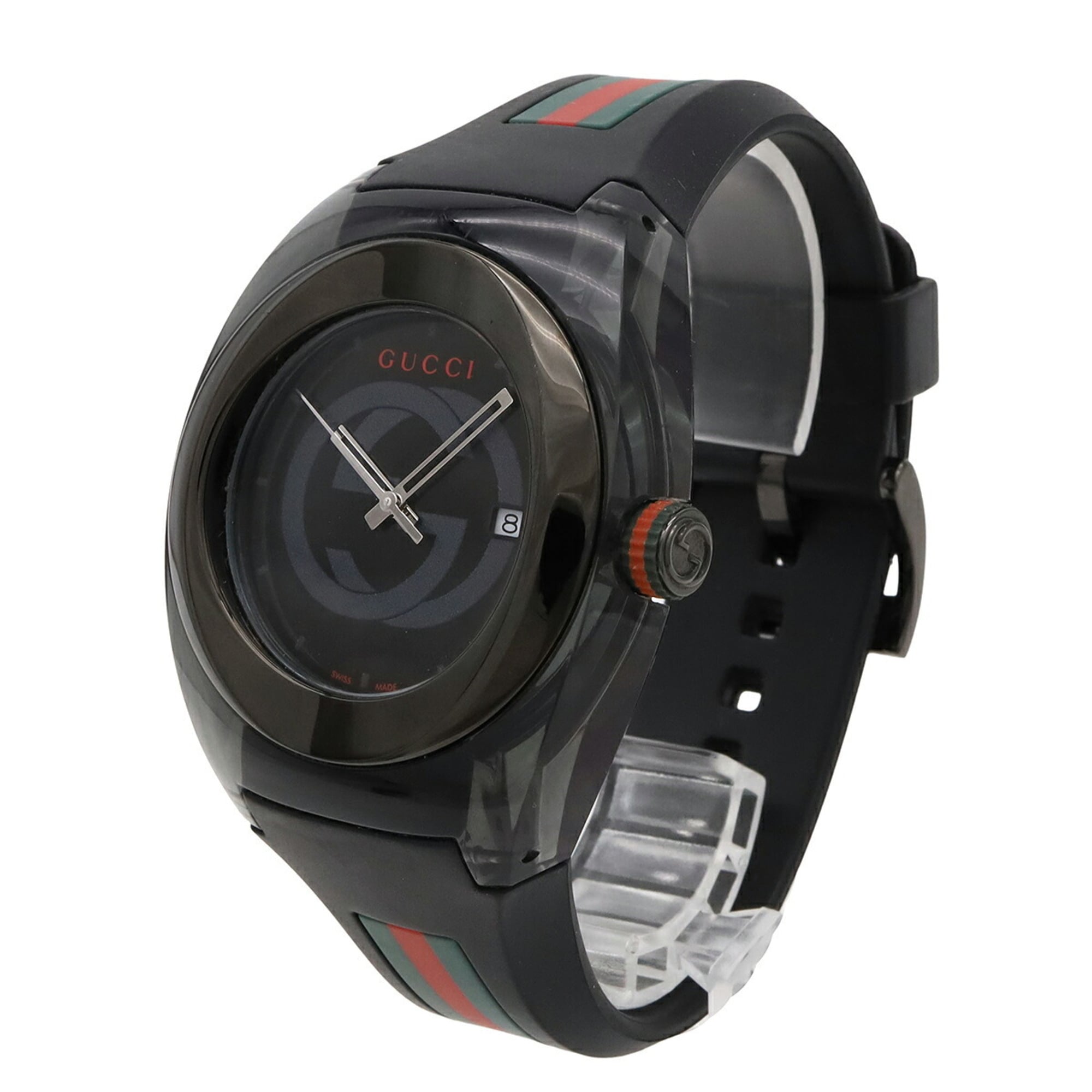 GUCCI Sync Interlocking G Sherry Grey Dial Stainless Steel Rubber Men's Quartz Watch 137.1 YA137107A — Good