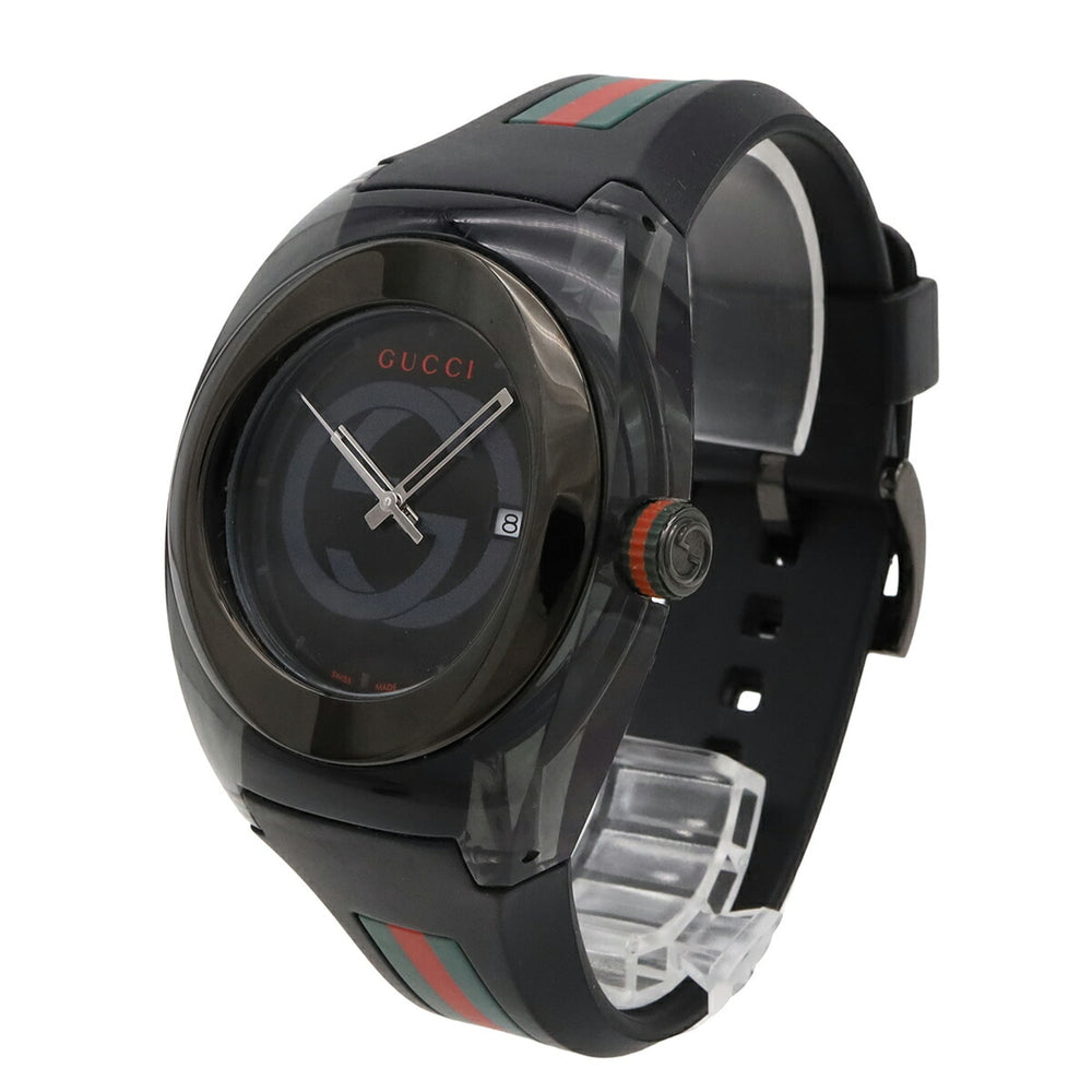 GUCCI Sync Interlocking G Sherry Grey Dial Stainless Steel Rubber Men's Quartz Watch 137.1 YA137107A — Good