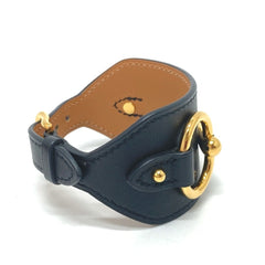 HERMES Horsebit Bangle Bracelet in Swift Leather, Black, Like New, Women's — Like New
