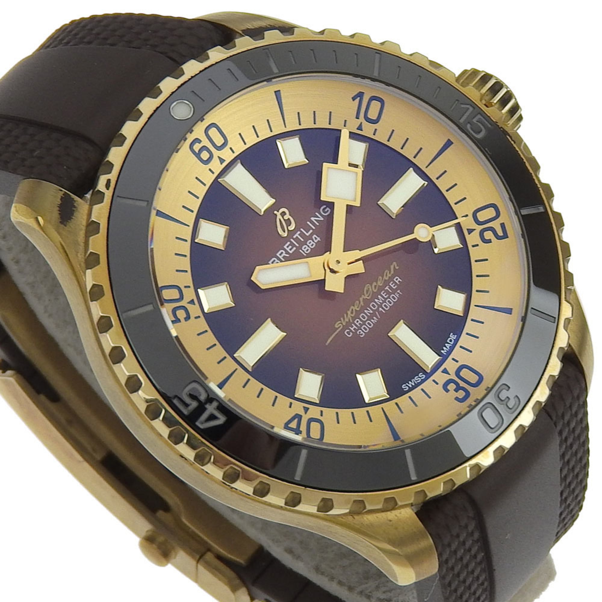 BREITLING Super Ocean Automatic 44 Watch cal.SW200-1 N17376201Q1S1 x Rubber Bronze Brown Dial Men's — Very Good