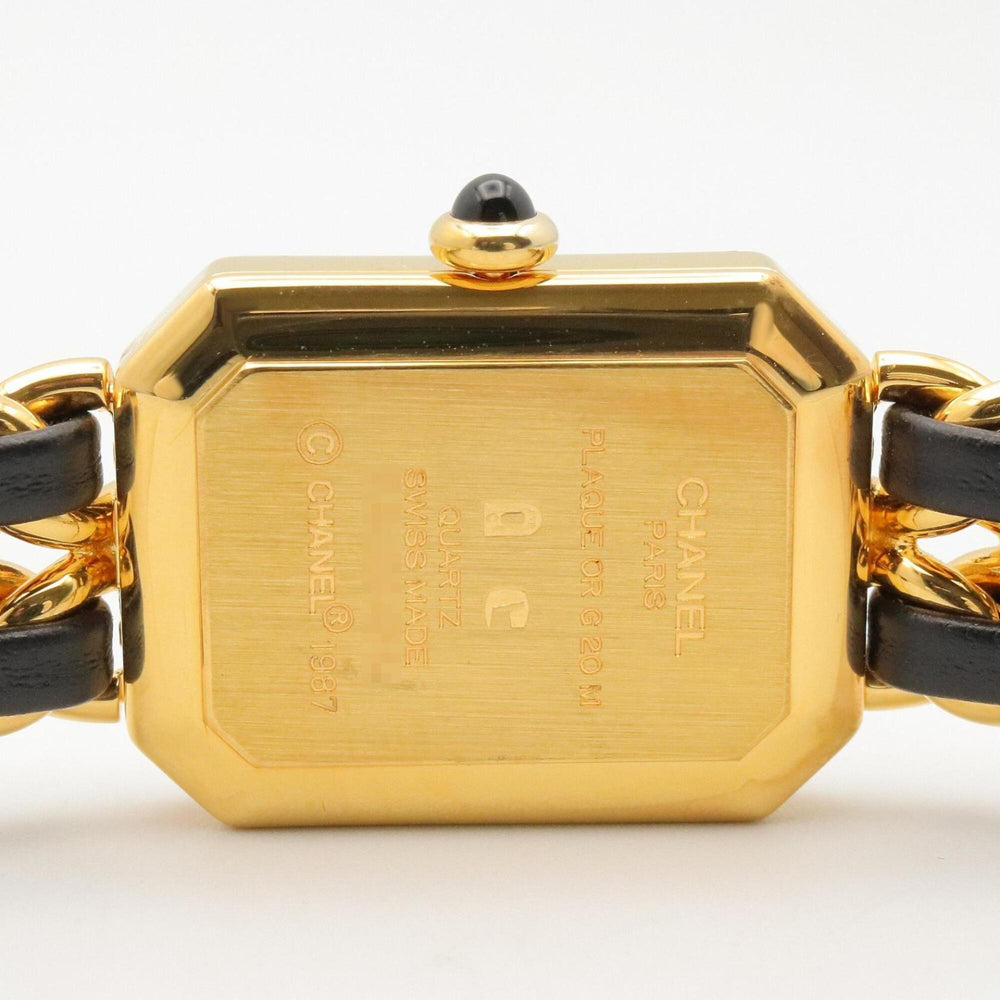 Chanel CHANEL Première S Watch, Gold Plated (GP), Leather Strap, Women's, Black, H0001 — Very Good