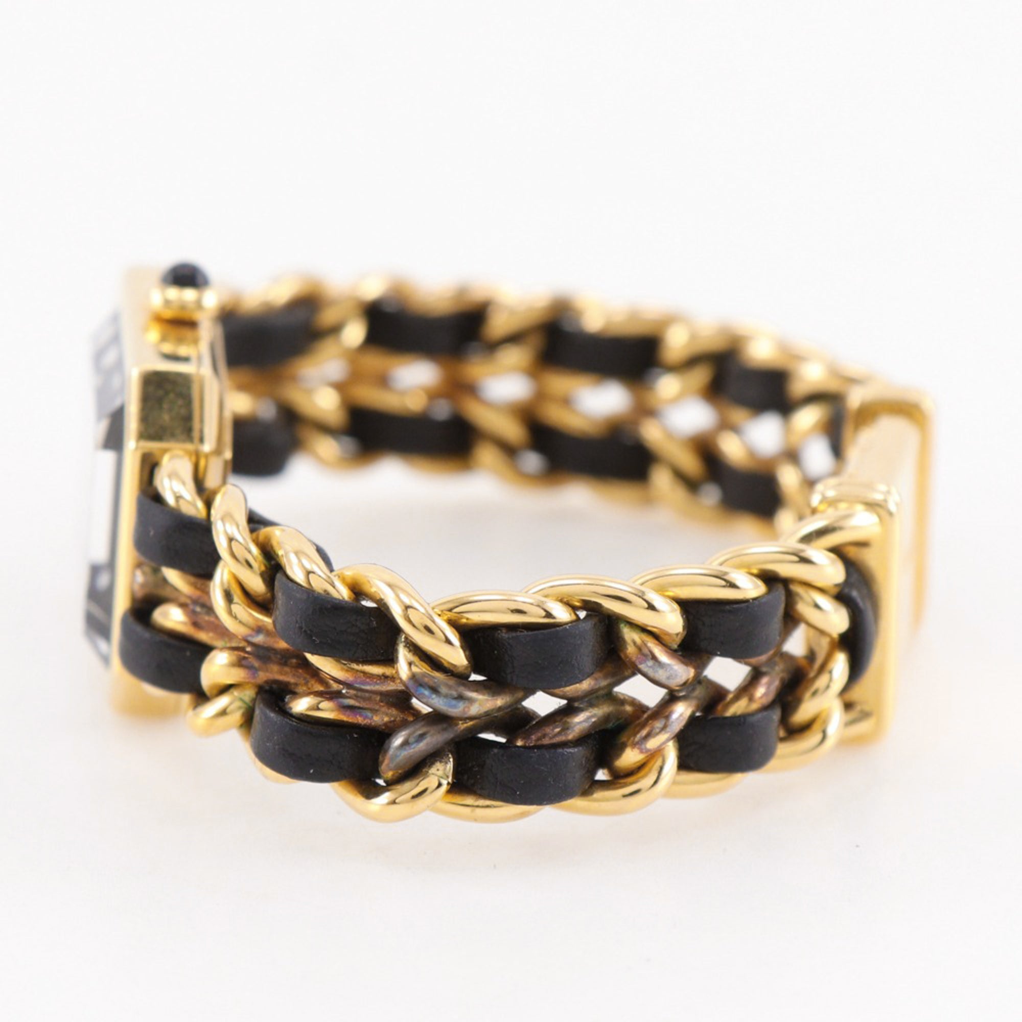 Chanel Premiere S Watch H0001 Gold Plated x Leather Black Quartz Analog Dial Ladies — Good