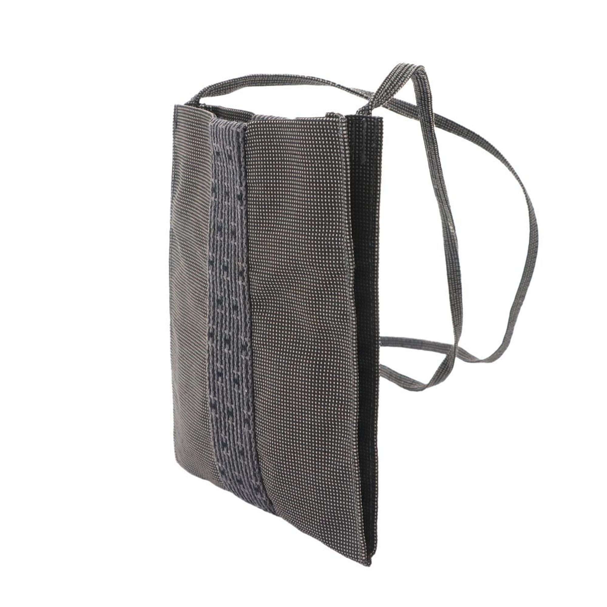 Hermes Herline Pochette Shoulder Handbag, Canvas, Gray — Like New