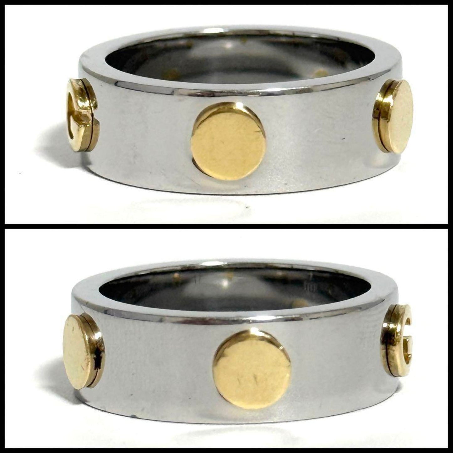 Gucci men's combination ring in stainless steel and gold