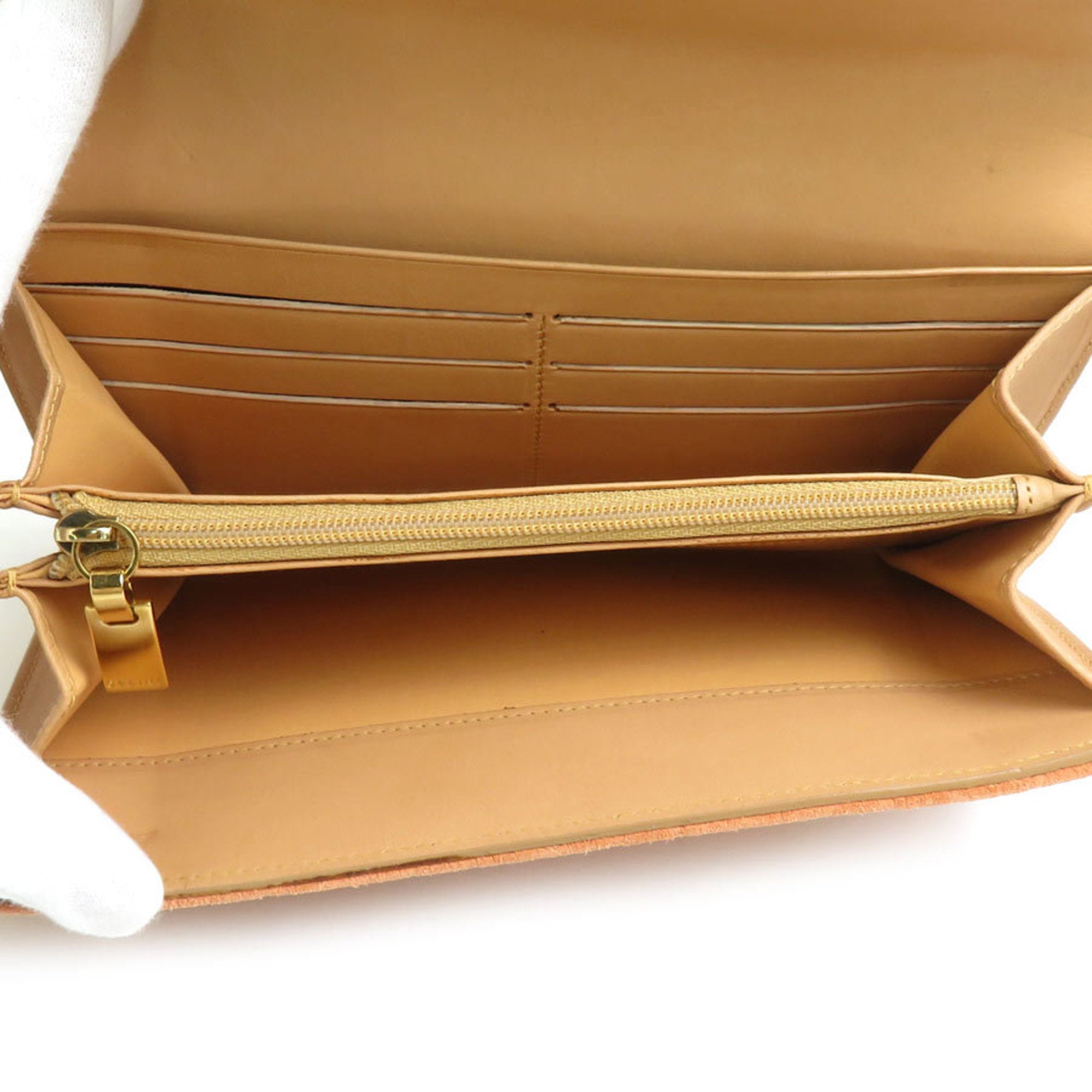 CELINE Long Wallet Suede Orange Beige Women's e60237a