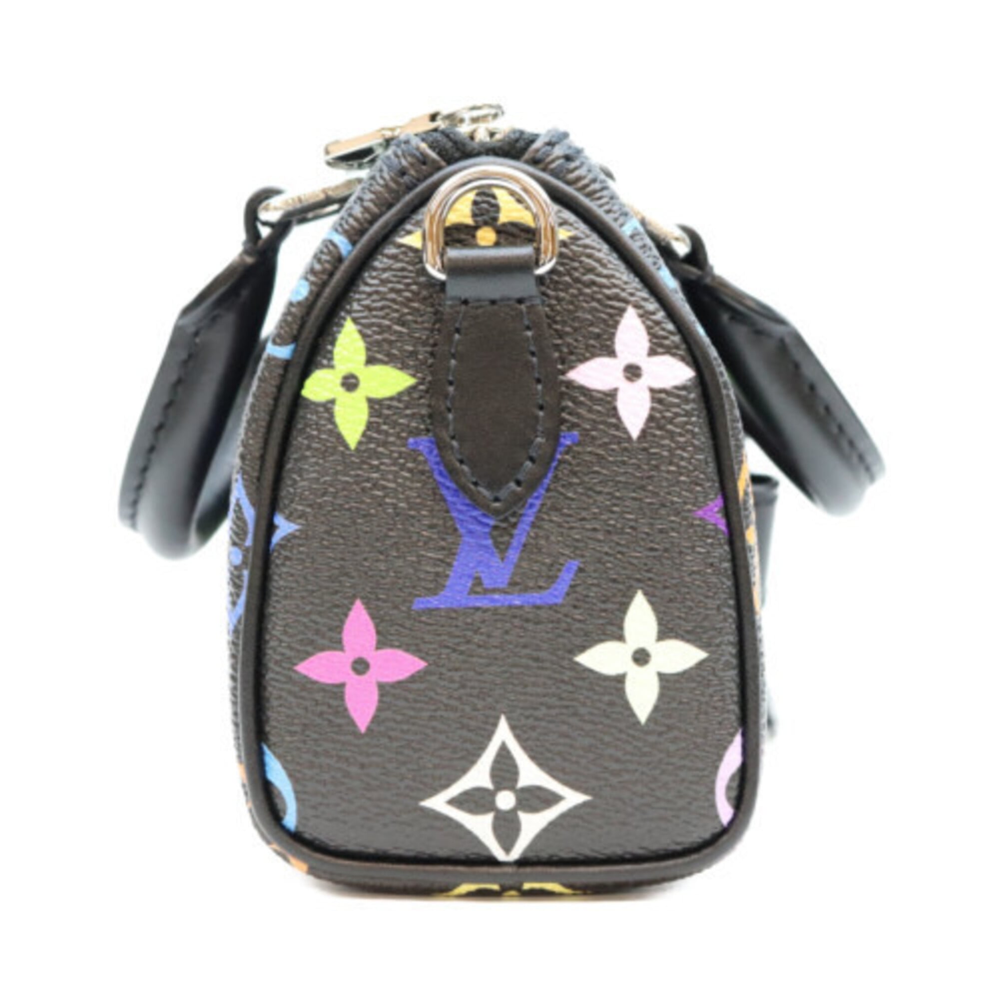 LOUIS VUITTON x Takashi Murakami M13406 Multicolor Noir Nano Speedy Boston Bag Black Silver Hardware Women's — Like New