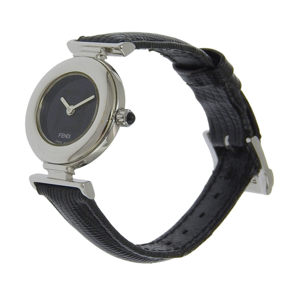 Fendi FENDI watch 320L stainless steel x leather quartz analog black dial women's — Good