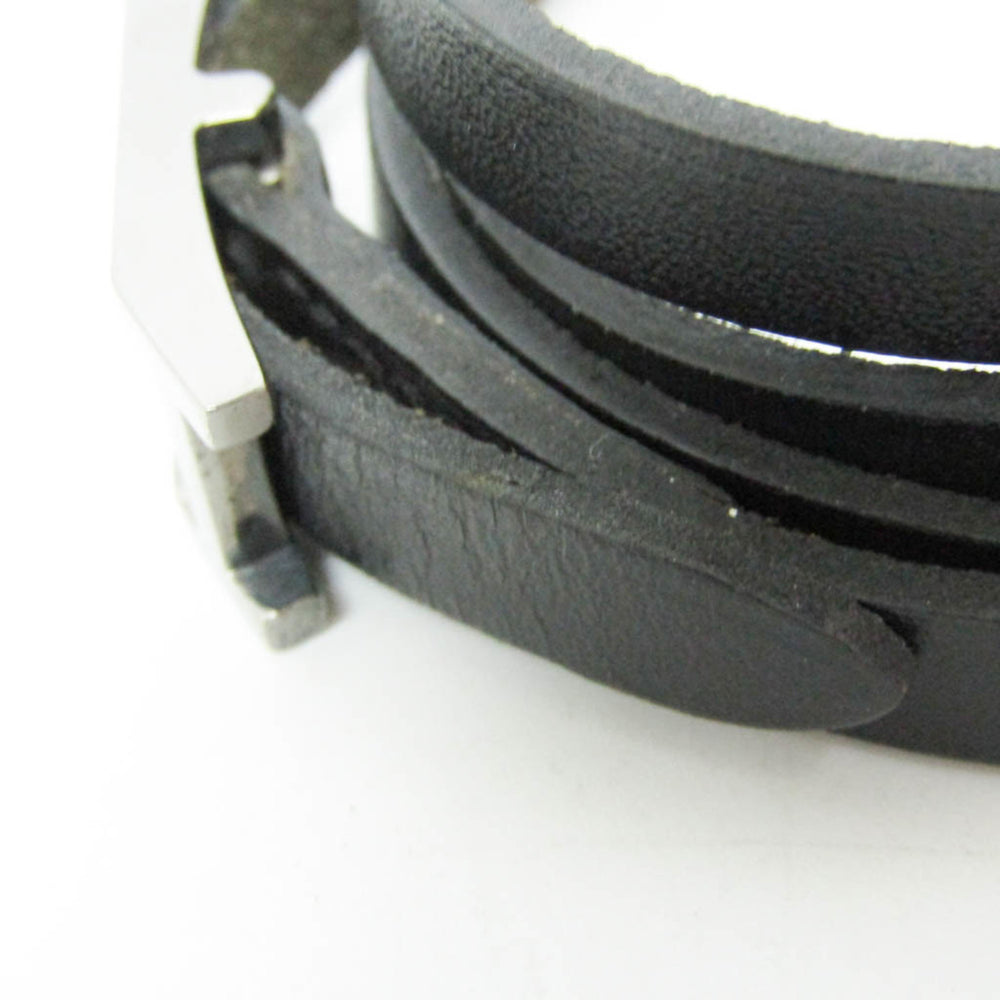 Hermes Hapi III Choker Leather,Metal Bangle Silver,Black — Like New