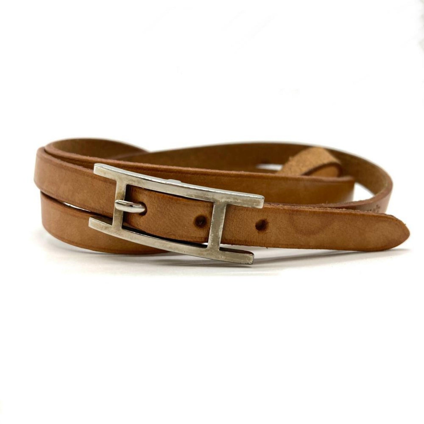 HERMES Bracelet Leather Brown