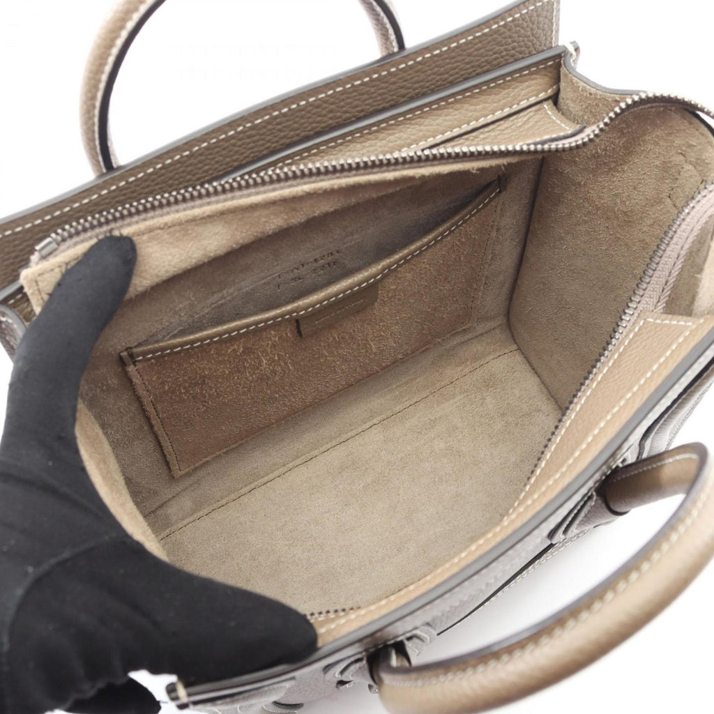 Celine Luggage Nano Shopper Handbag, Leather, Women's, Gray