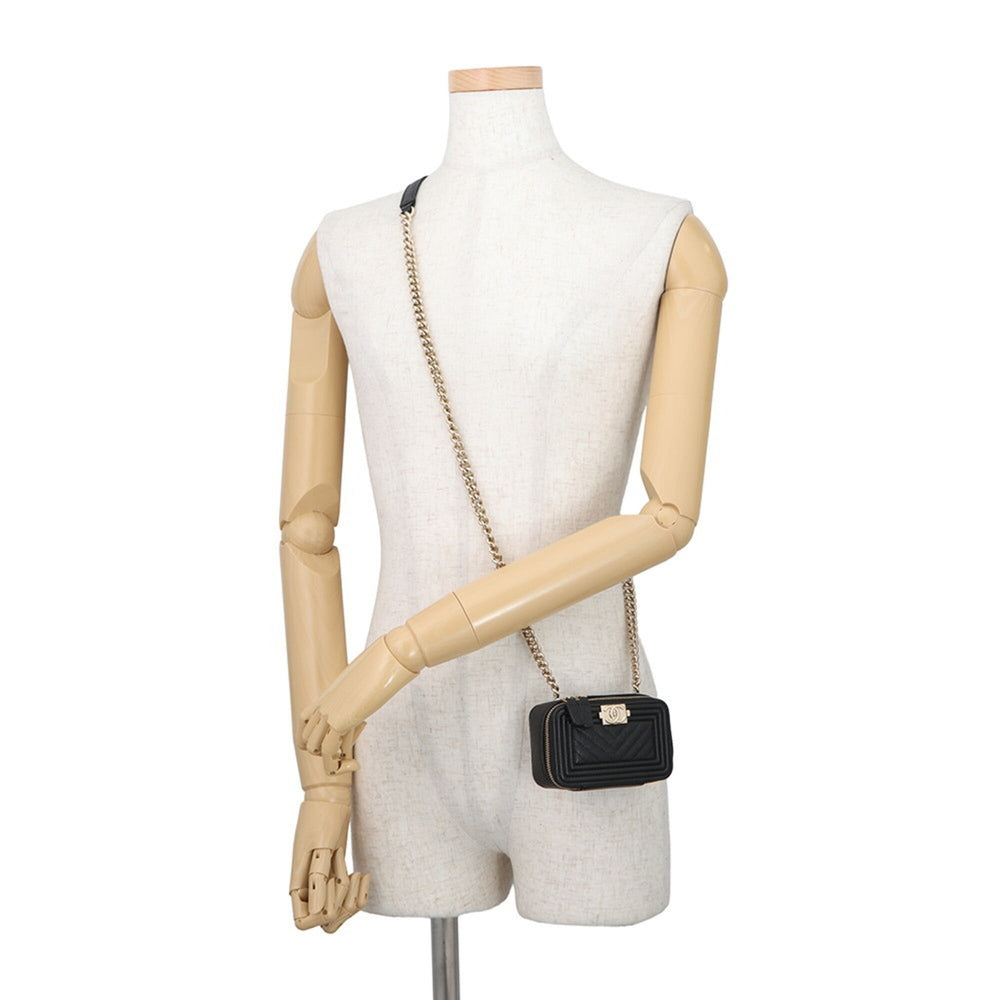 Chanel Chain Shoulder Bag Boy Mini Caviar Skin AP2708 CHANEL Handbag Black Sale Item — Like New