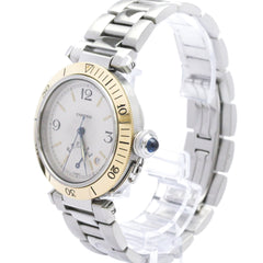 CARTIER Pasha 38 Power Reserve 18K Gold Steel Watch W31012H3 Polished — Very Good