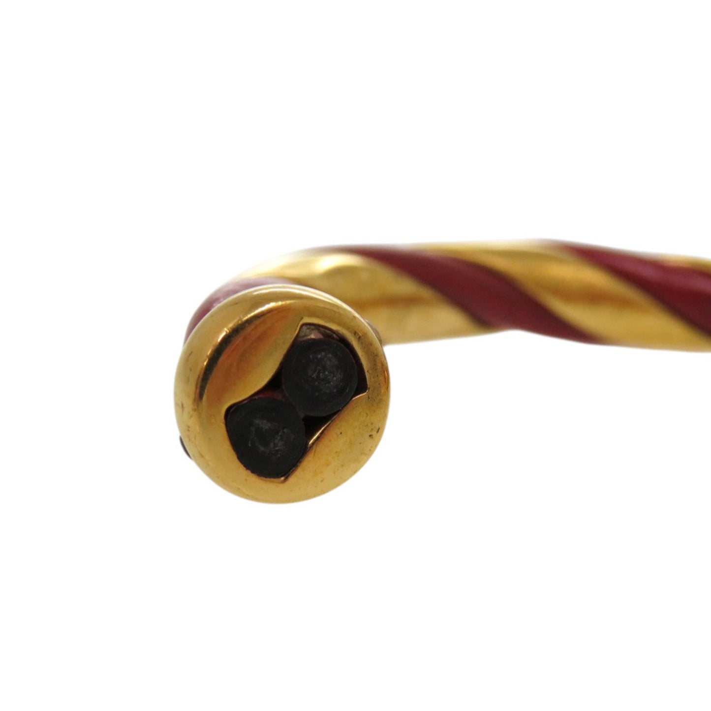 Hermes Twist Metal Leather Bangle, Red Gold Hardware, 0079 HERMES