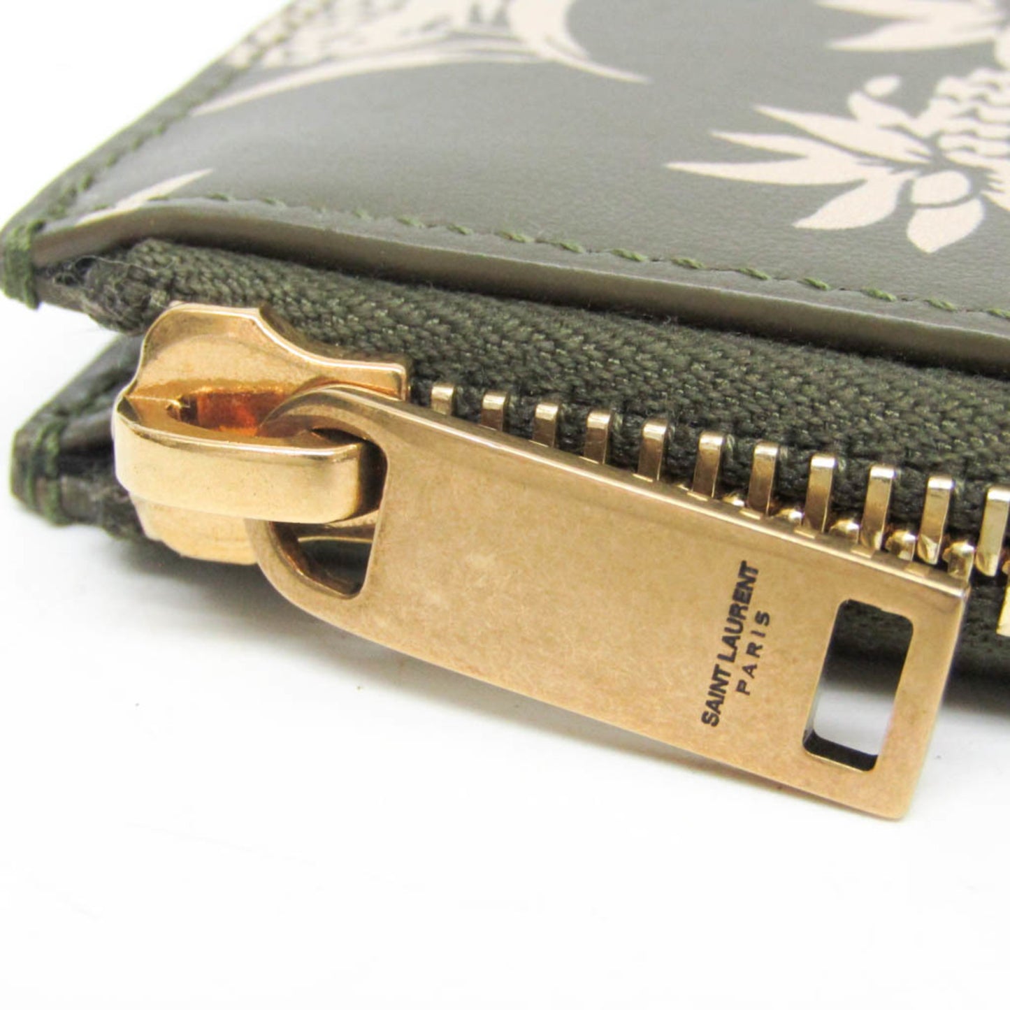 Saint Laurent Pineapple Pattern 397294 Women's Leather Clutch Bag Beige,Khaki