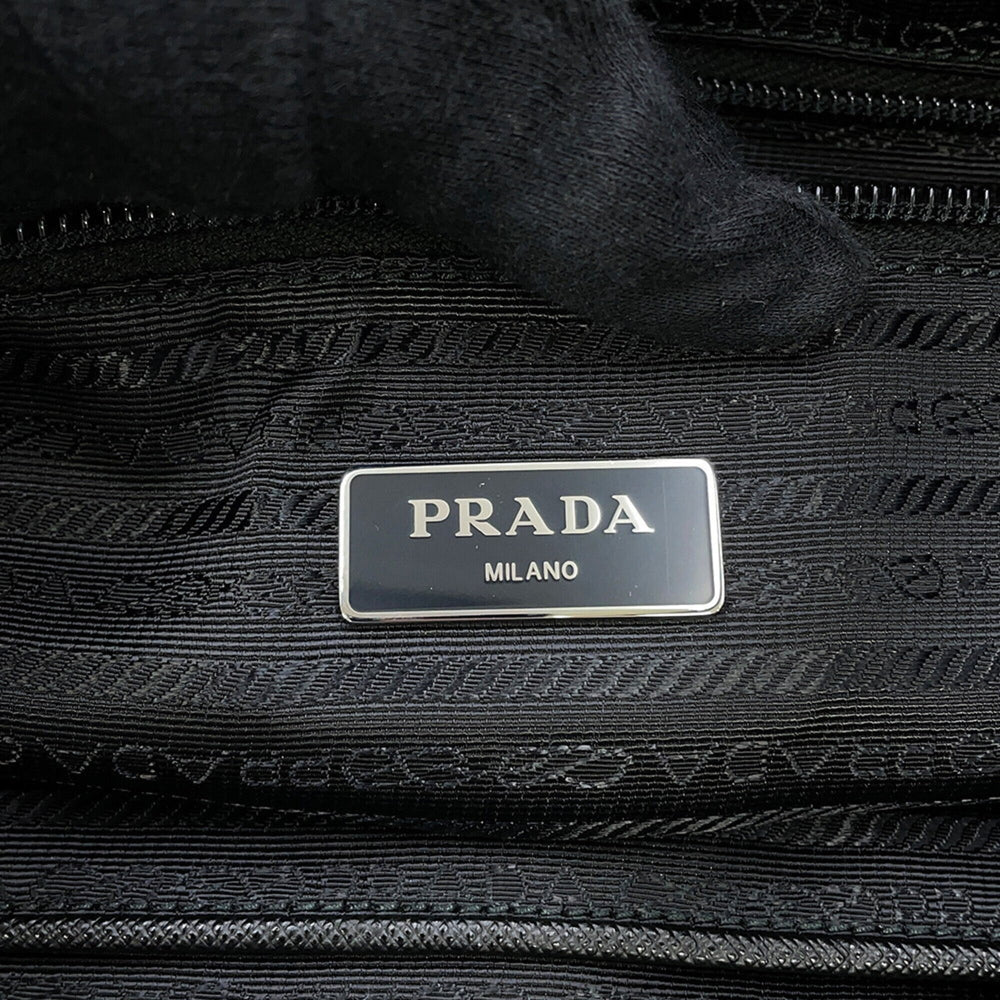 Prada Triangle Tote Bag, Nylon Handbag, 1BG052, Black, PRADA — Like New