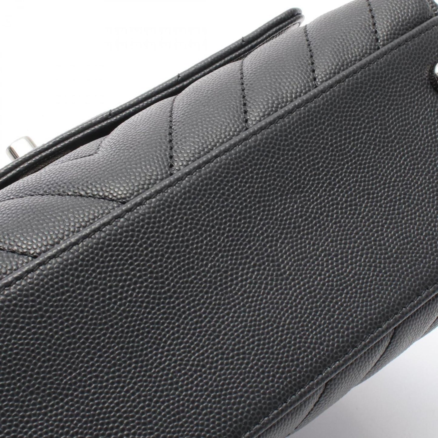 CHANEL Coco Handle Flap Matelasse Handbag in Grained Calfskin Leather, Gray, Women's, AS92990