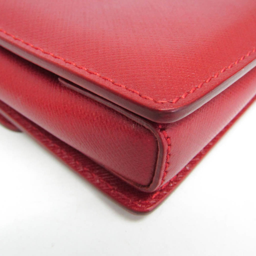 Salvatore Ferragamo Vara Chain Shoulder Bag AU-21 D855 Women's Leather Shoulder Bag Red Color