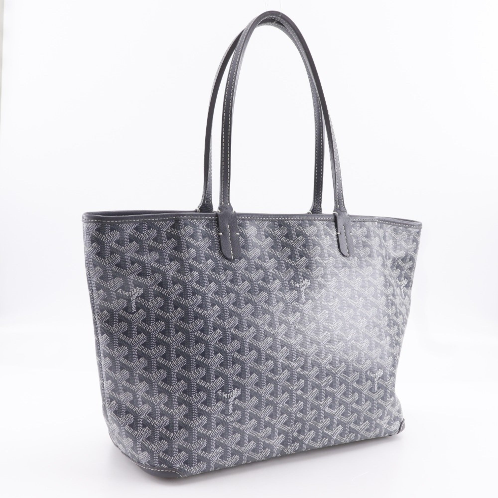 Goyard Artois PM Tote Bag, PVC and Calfskin, Gris Gray, A4 Size, Unisex