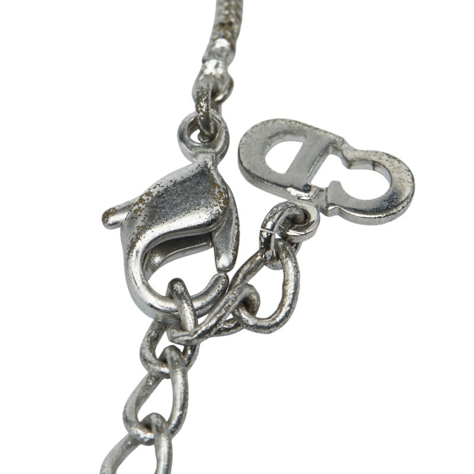 Christian Dior Dior CD logo cube necklace in silver metal for women.