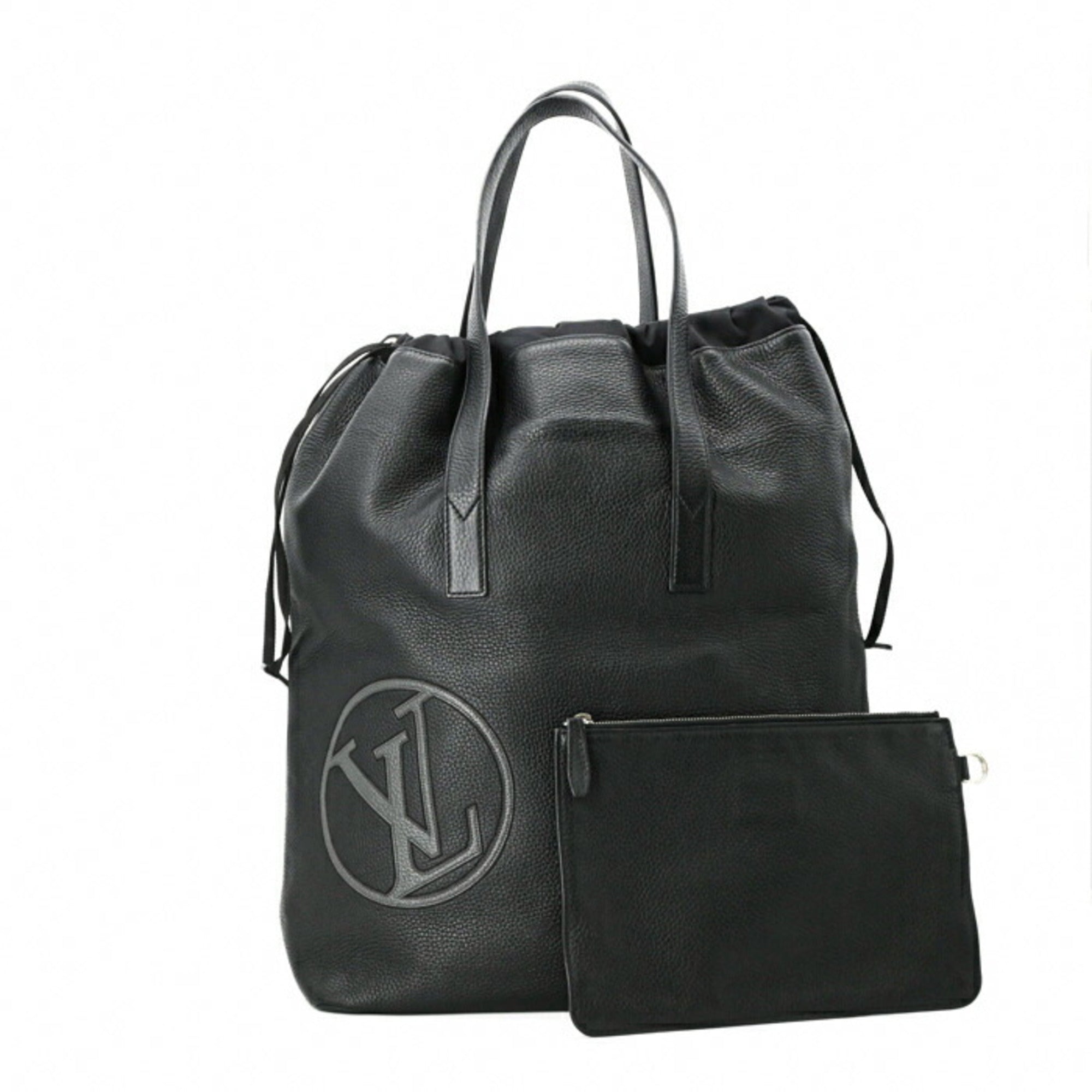 LOUIS VUITTON Louis Vuitton Taurillon LV Circle Cabas Light Tote Bag Black M55000 — Like New