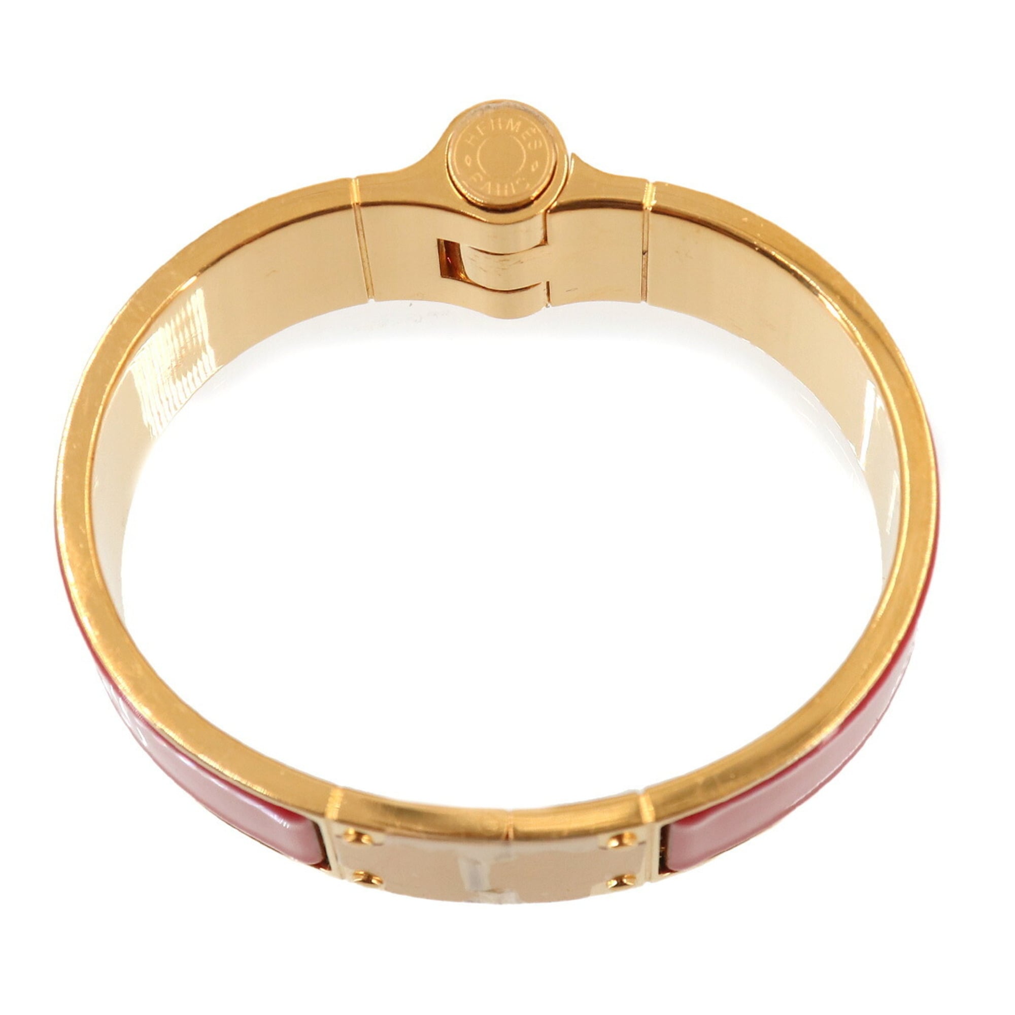 Hermes Charniere GM Bracelet Bangle Gold Rouge Vif — Like New