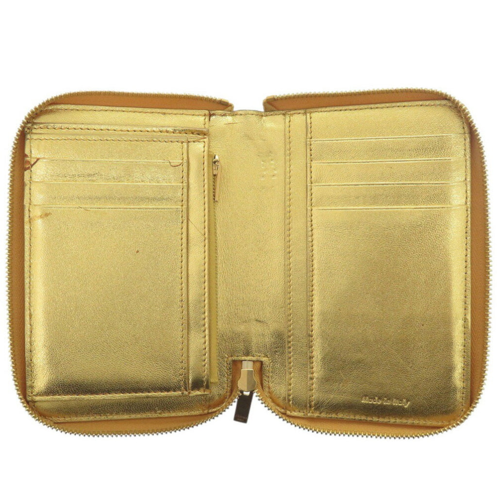 Celine Round S-TN-1113 Leather Gold/Yellow Bi-fold Wallet 0472CELINE