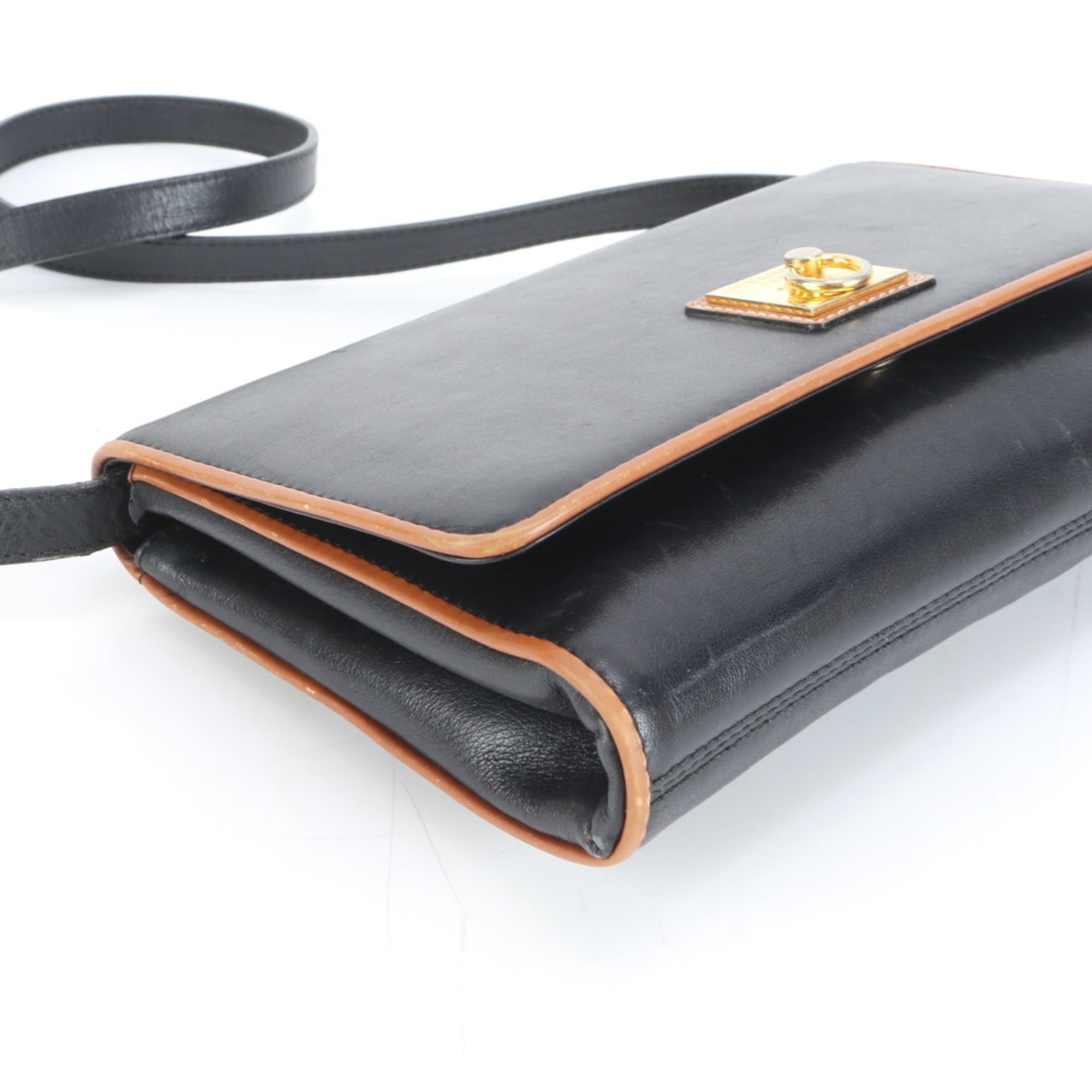 Celine Leather Crossbody Shoulder Bag in Black for Women