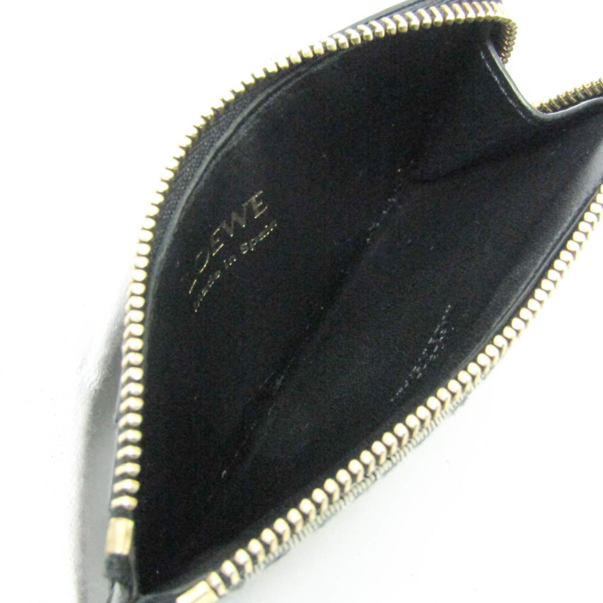 Loewe Anagram Coin Card Holder C604Z40X02 Women's Leather,Cotton Canvas Coin Purse/coin Case Black,Light Beige