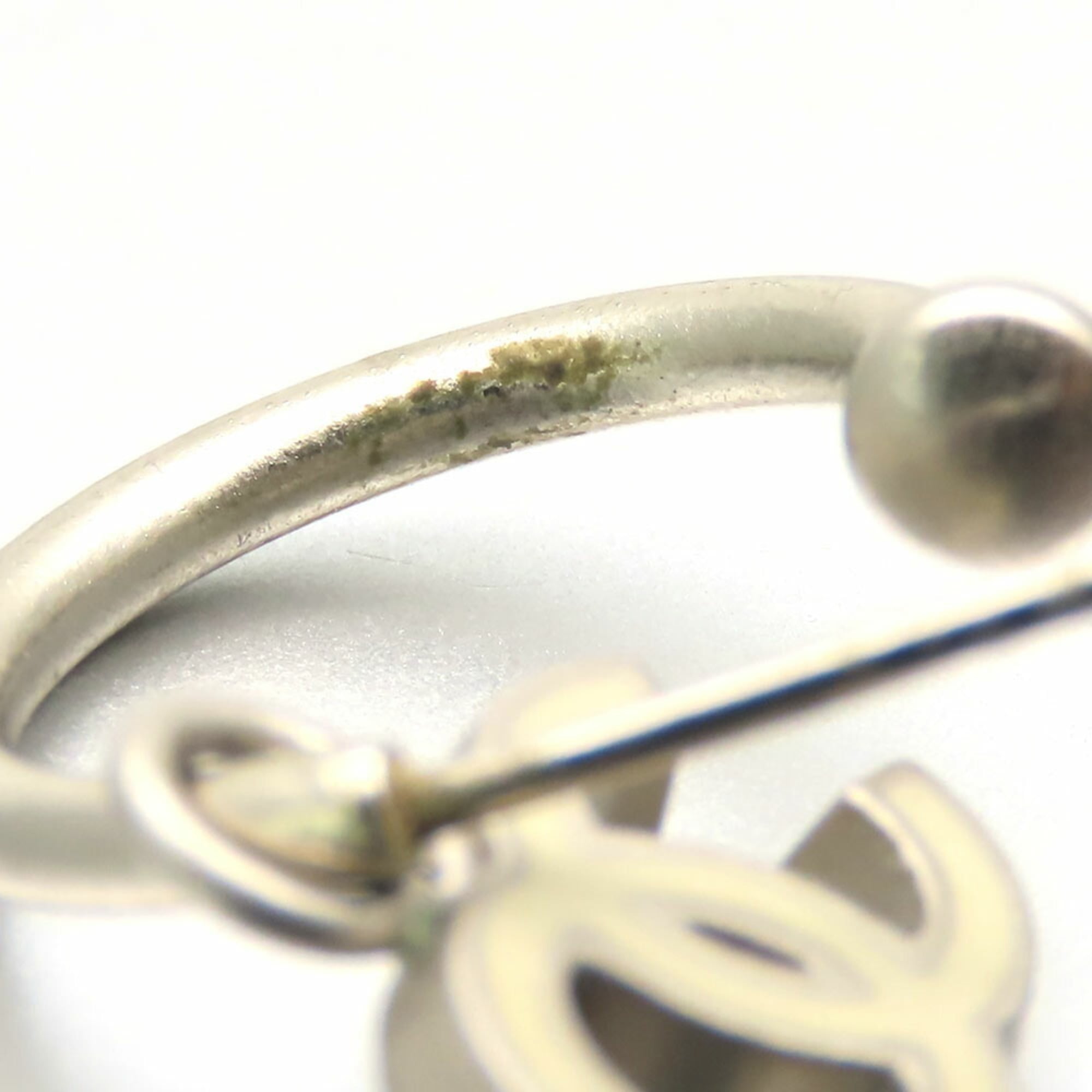 Chanel Earrings Coco Mark Metal White Plated Half Loop 06P Women's CHANEL