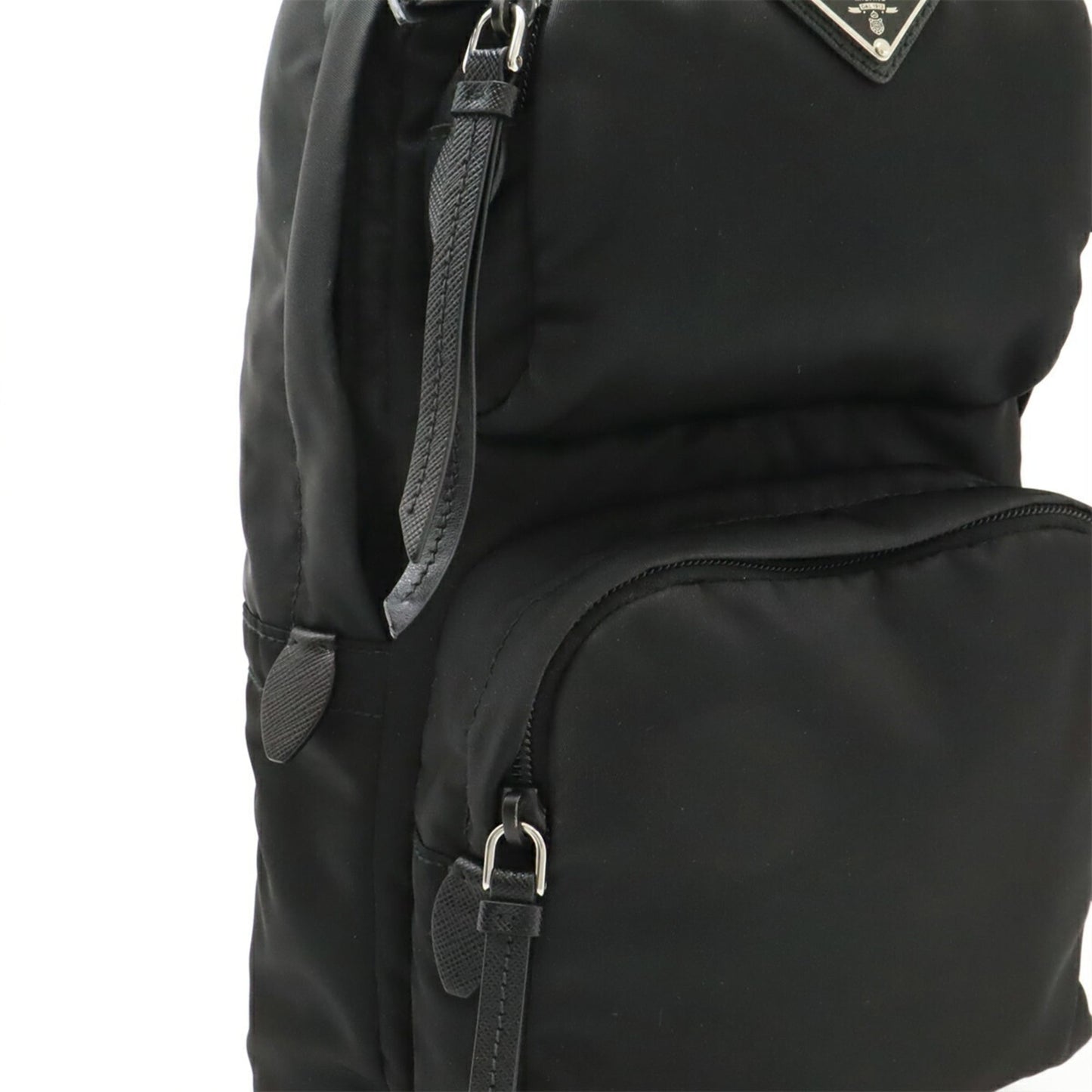 PRADA Triangle Bag, Body Bag/Shoulder Nylon and Leather, Black, Purchased at an Overseas Boutique, 1BZ026