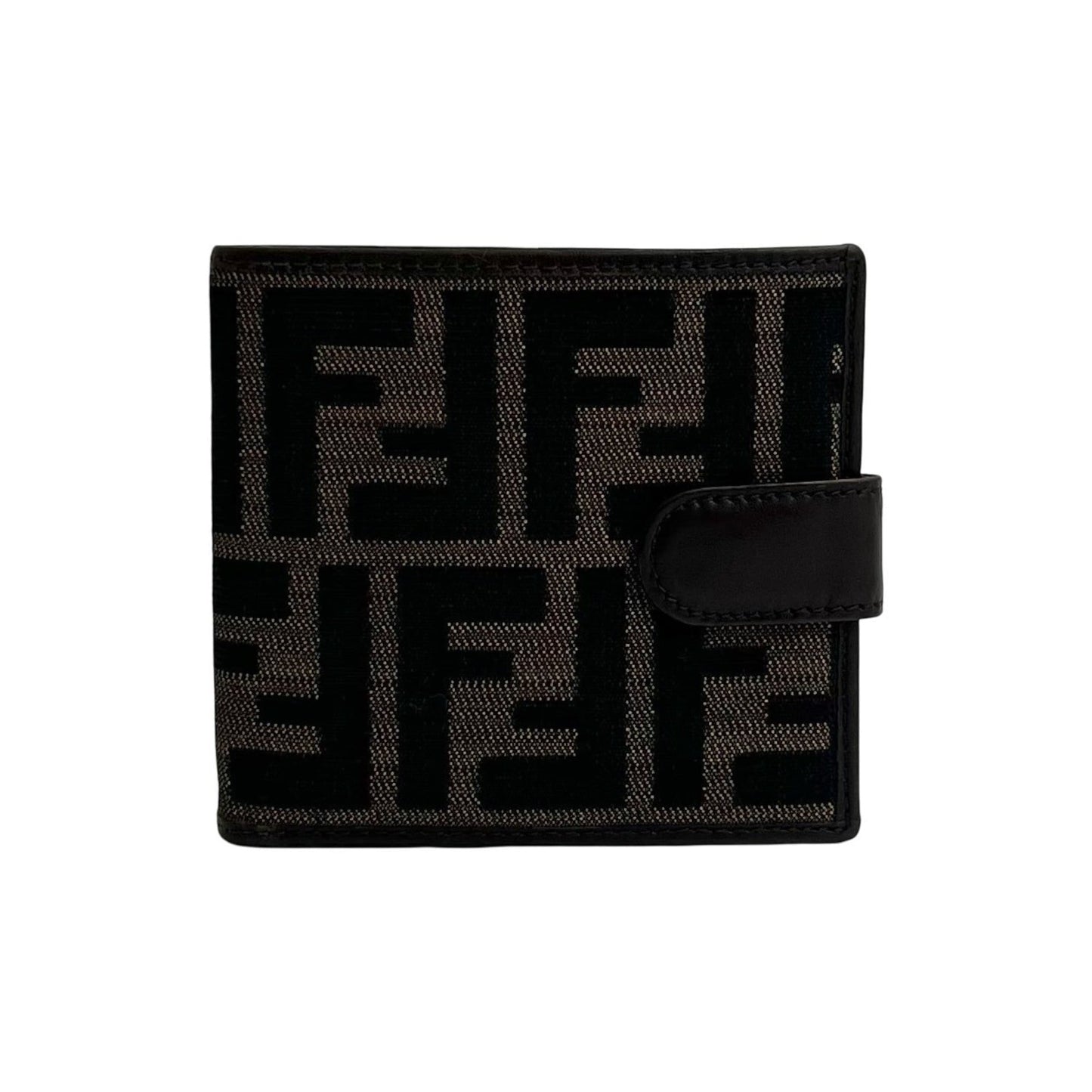 FENDI Zucca FF Pattern Canvas and Leather Bifold Wallet with Mini Card Case, Brown Black, 98030