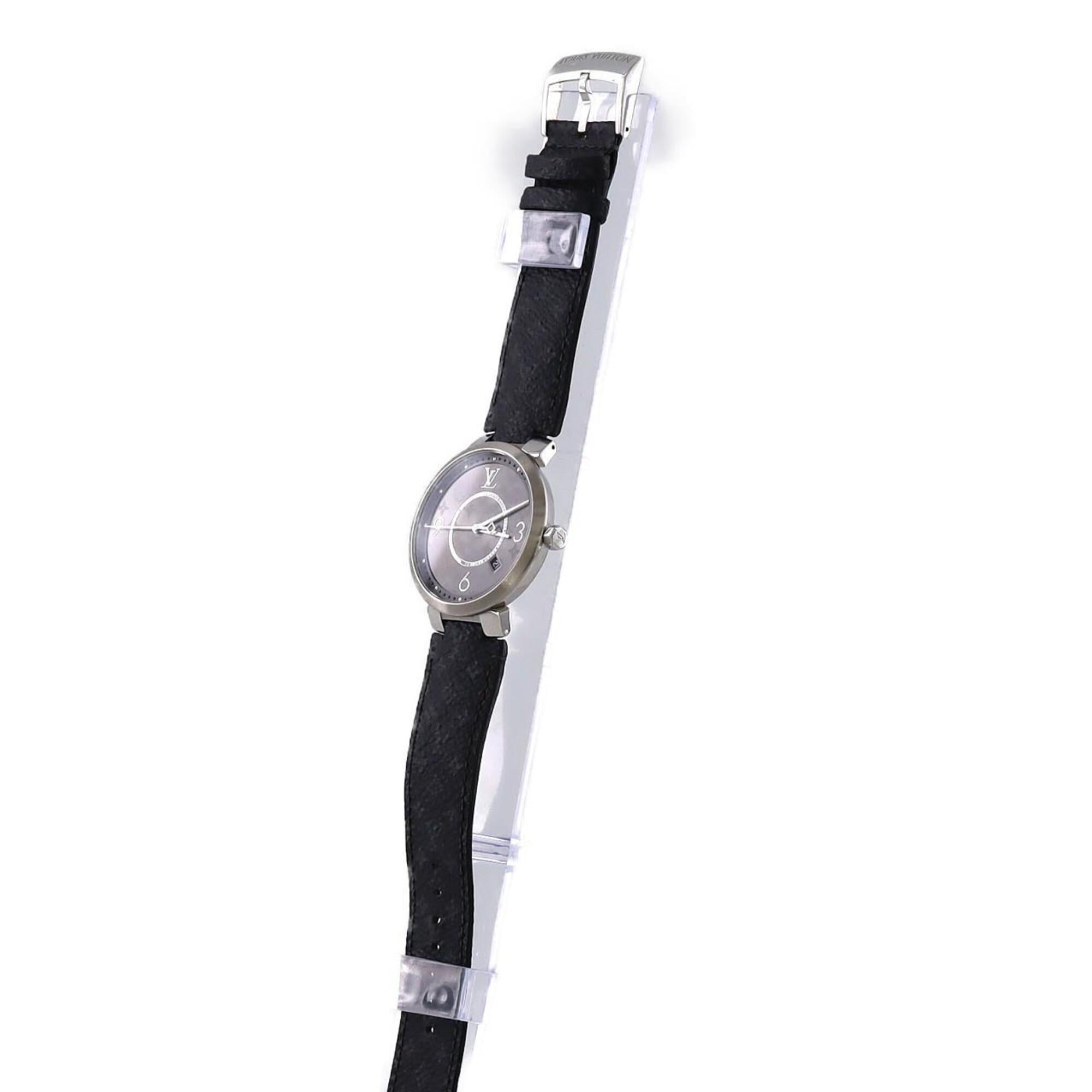 Louis Vuitton Tambour Slim Monogram Q1DM0 SS Quartz Watch — Good