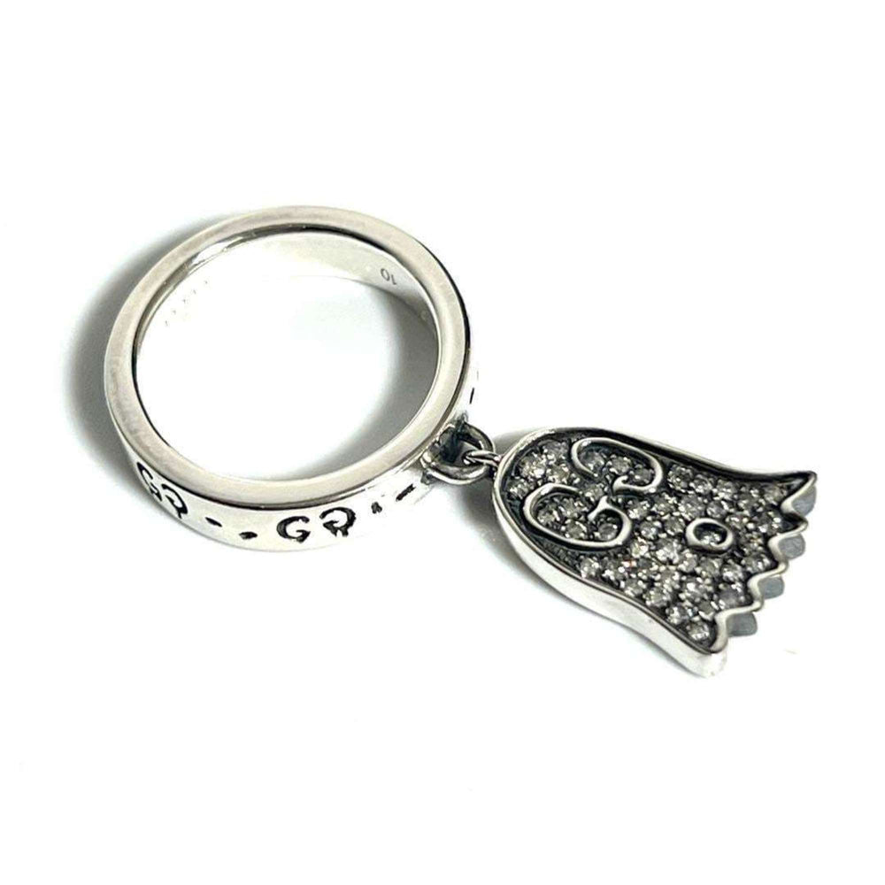 GUCCI Women's Ghost Pave Diamond Ring in Silver 925 — Like New