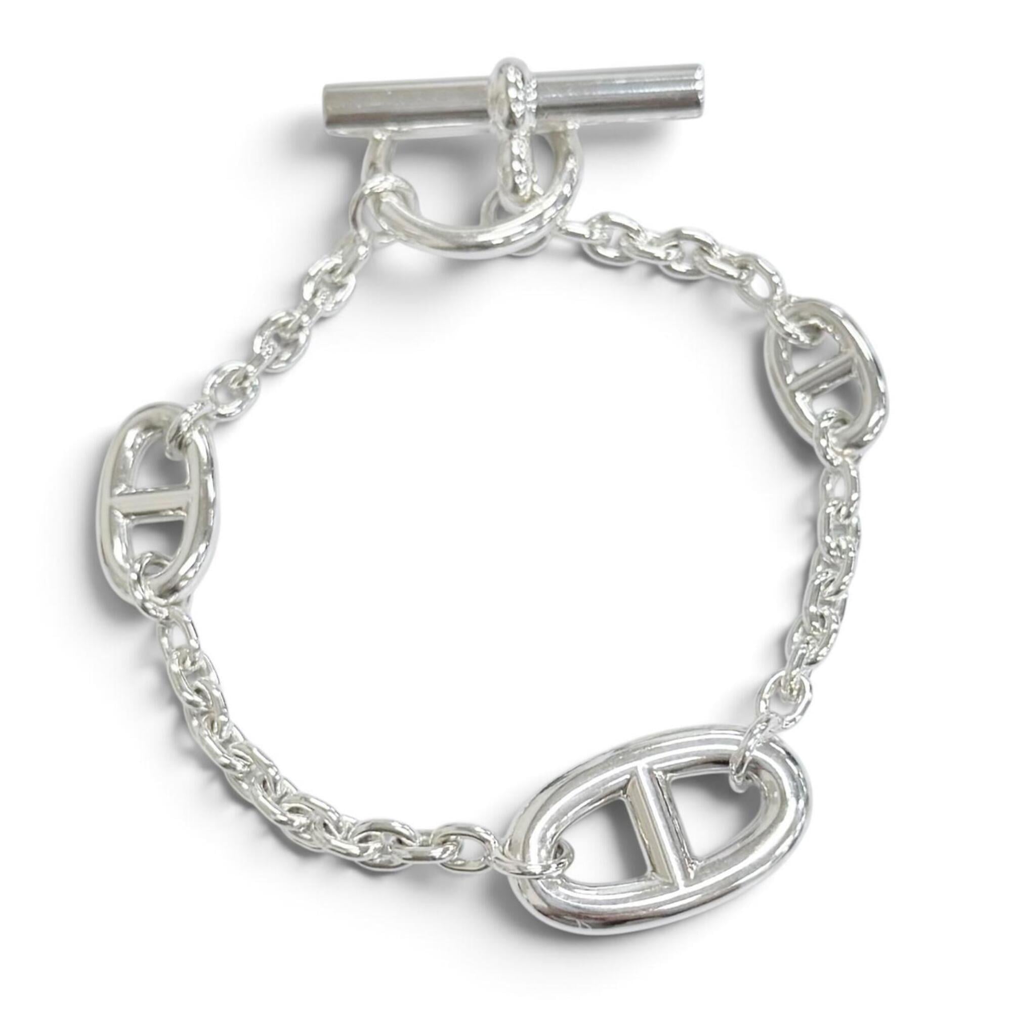 HERMES Chaine d'Ancre Farandole Bracelet, LG AG925 Silver, Made in France, 2024 Model, Weight: 25.7g, Women's — Like New